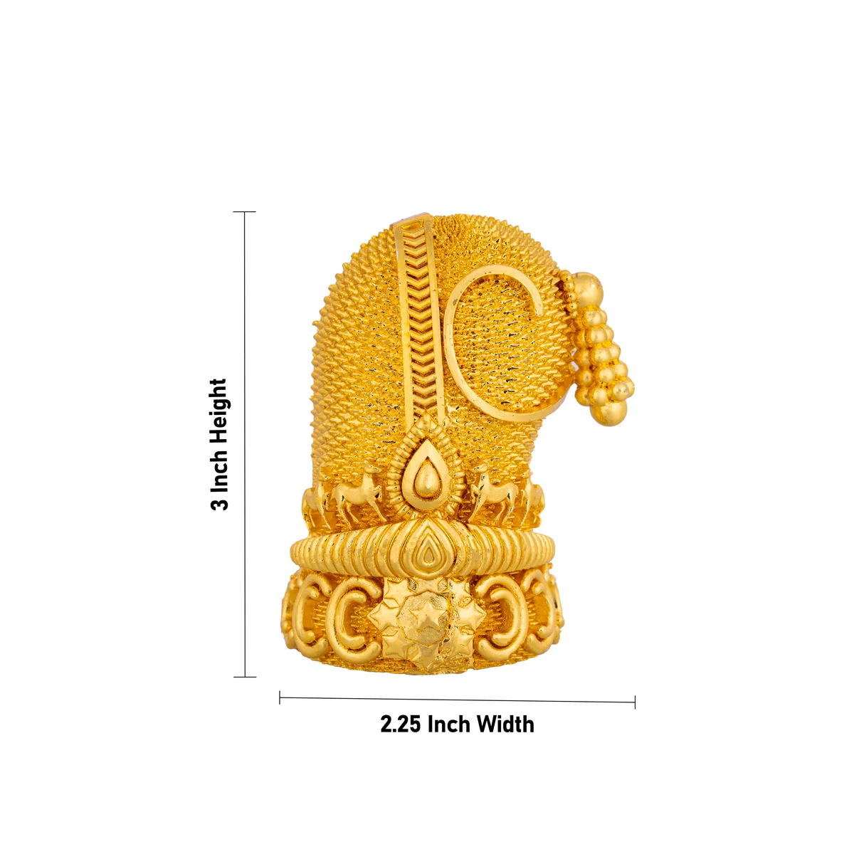 Sridevi Bhudevi Crown Pair - 3 X 2.25 Inches | Gold Polish Kireedam/ Mukut/ Kiridam For Divine Decor - Image 3