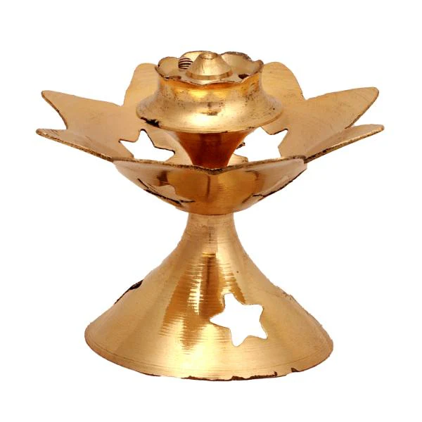 Star Design Incense Holder With Base - 1.5 x 2.5 Inches | Brass Agarbathi Stand/ Agarbatti Stand for Pooja - Image 2