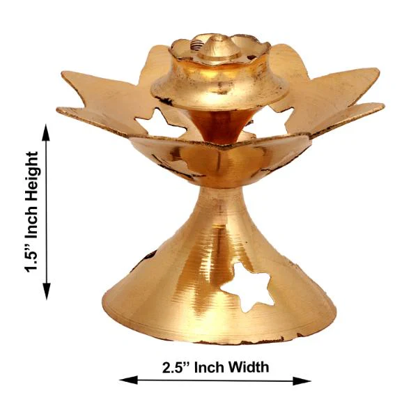 Star Design Incense Holder With Base - 1.5 x 2.5 Inches | Brass Agarbathi Stand/ Agarbatti Stand for Pooja - Image 3