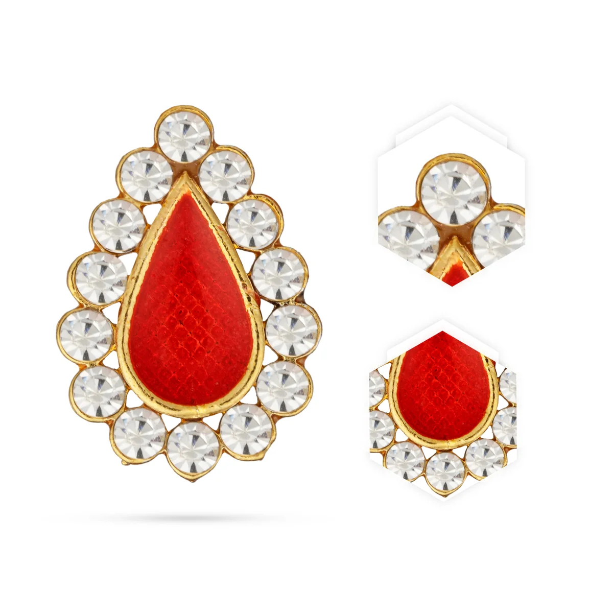 Stone Bindi - 0.75 x 0.5 Inch | Stone Pottu/ Stone Tikka for Deity - Image 2