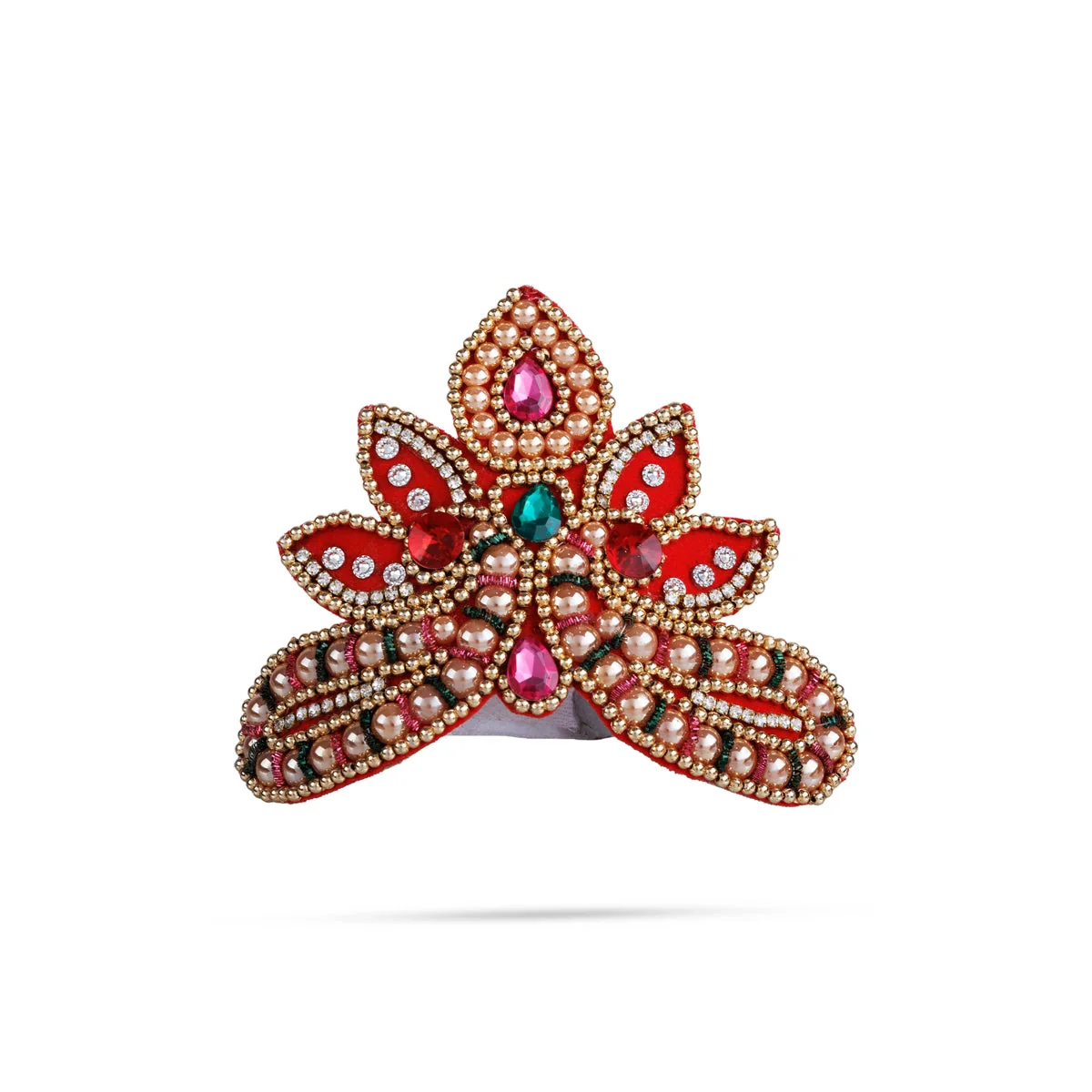 Stone Crown - 3.5 x 6 Inches | Open Type Kireedam/ Multicolour Stone Kiridam/ Beads Design Mukut for Deity - Image 2