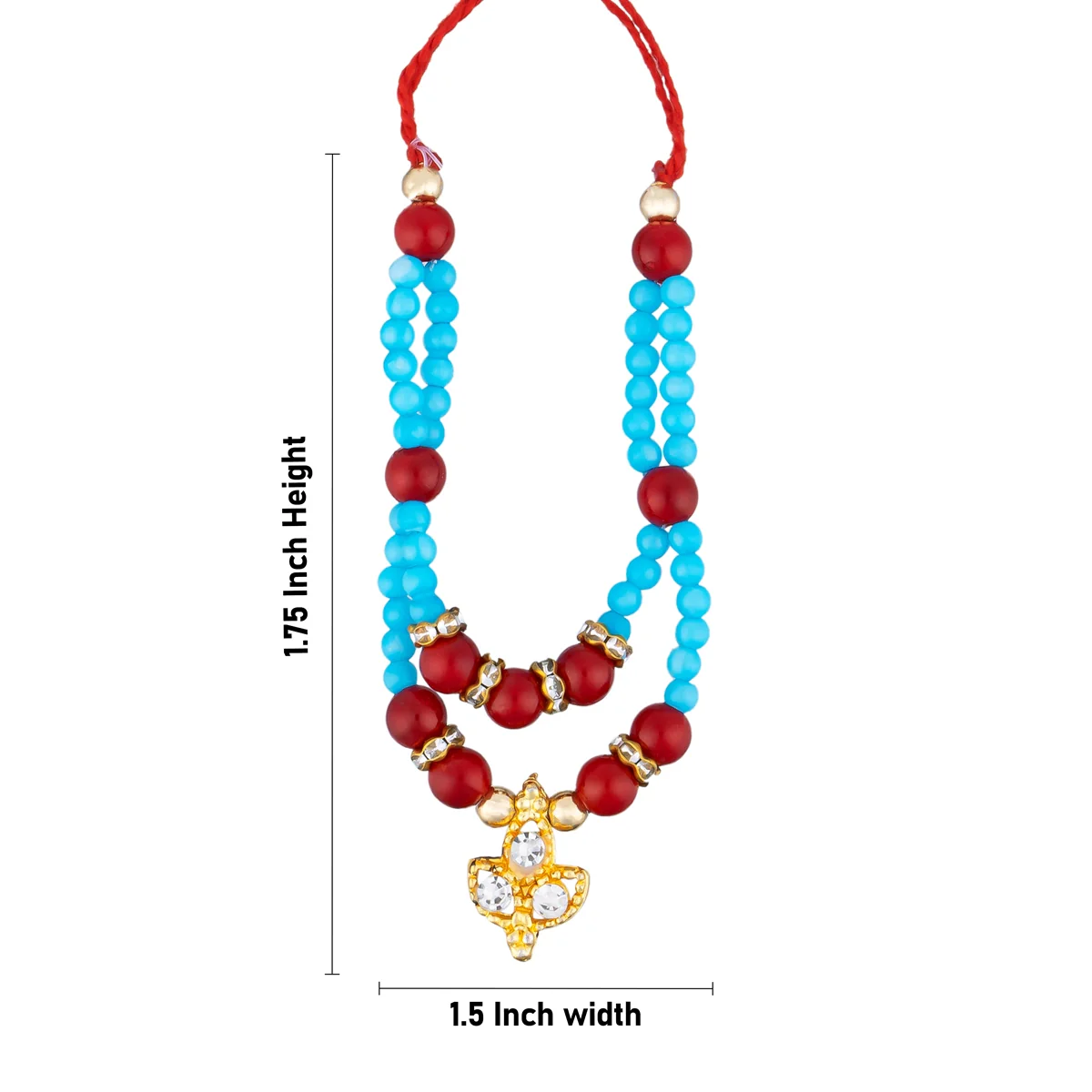 Stone Crown With Beads Mala - 1.75 x 1.5 Inches | Kireedam With Moti Mala/ Artificial Jewelry for Deity - Image 3