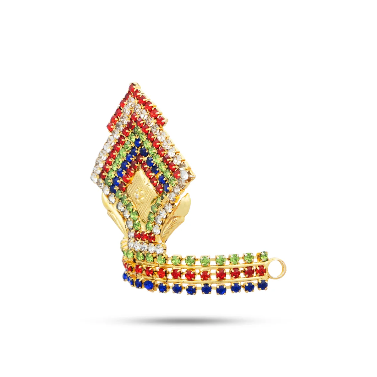 Stone Crown With Beads Mala - 1.75 x 1.5 Inches | Kireedam With Moti Mala/ Artificial Jewelry for Deity - Image 9