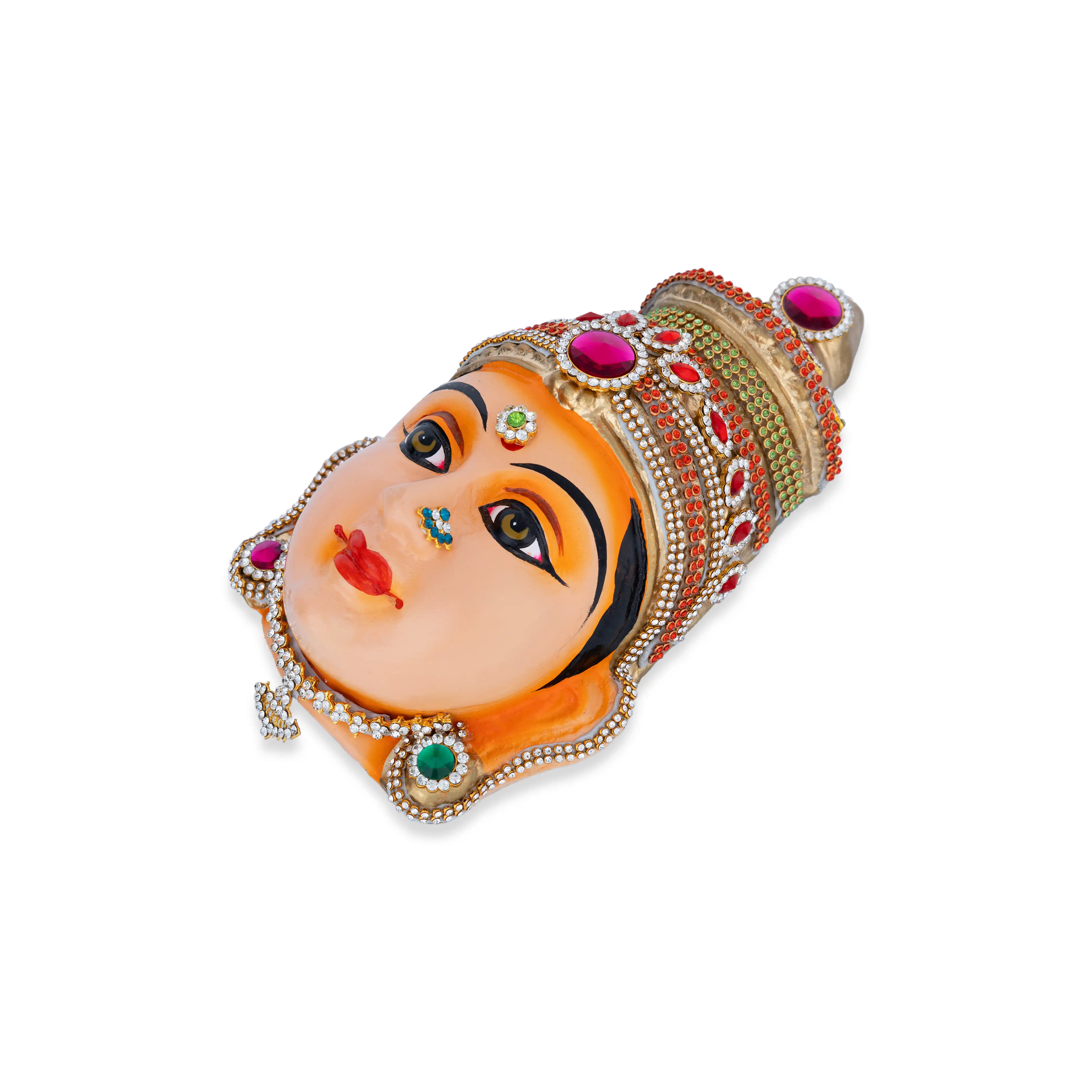 Stone Decorative Amman Face - 8.5 X 5 Inches | Ammavari Face/ Paper Mache Devi Face For Deity Décor - Image 3