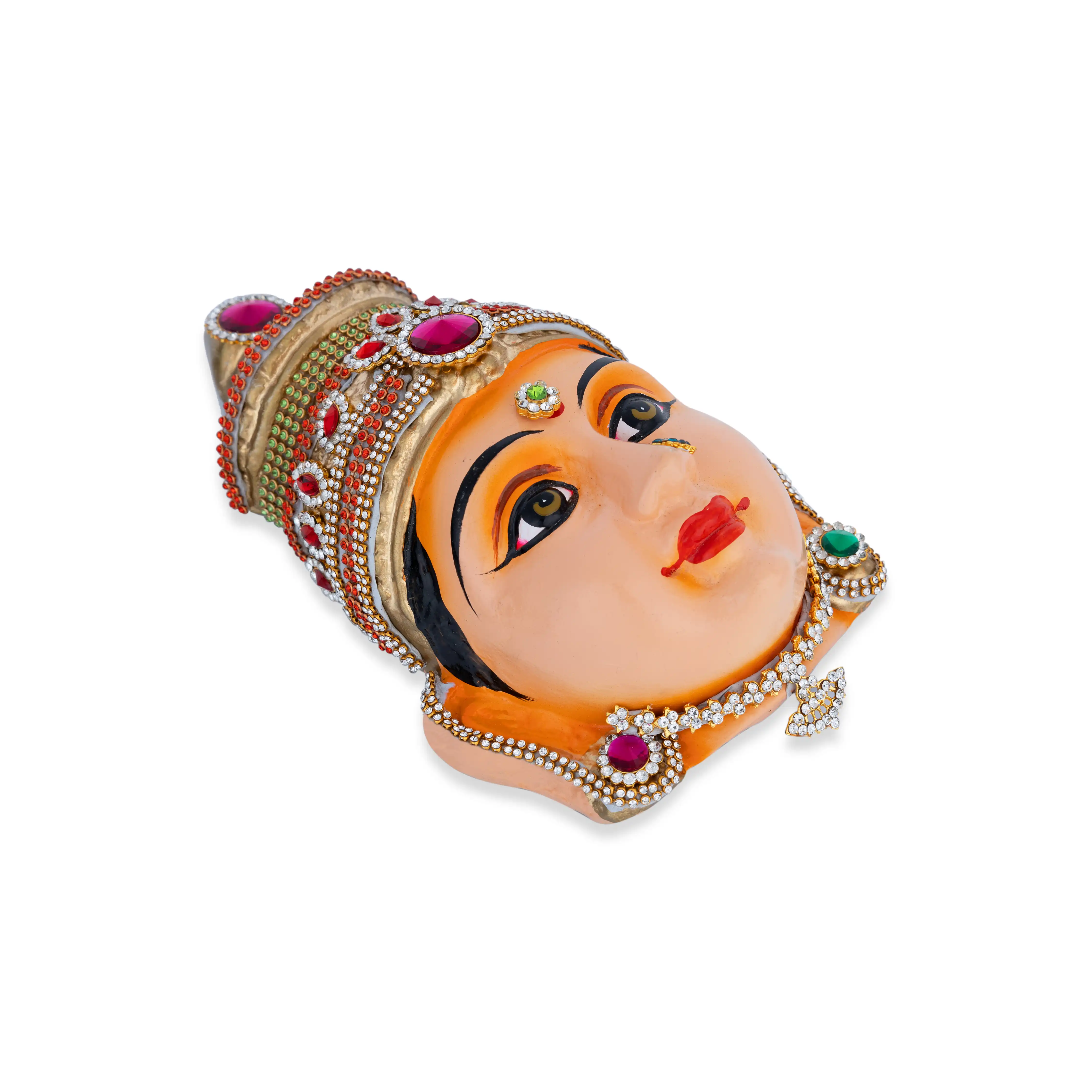 Stone Decorative Amman Face - 8.5 X 5 Inches | Ammavari Face/ Paper Mache Devi Face For Deity Décor - Image 4