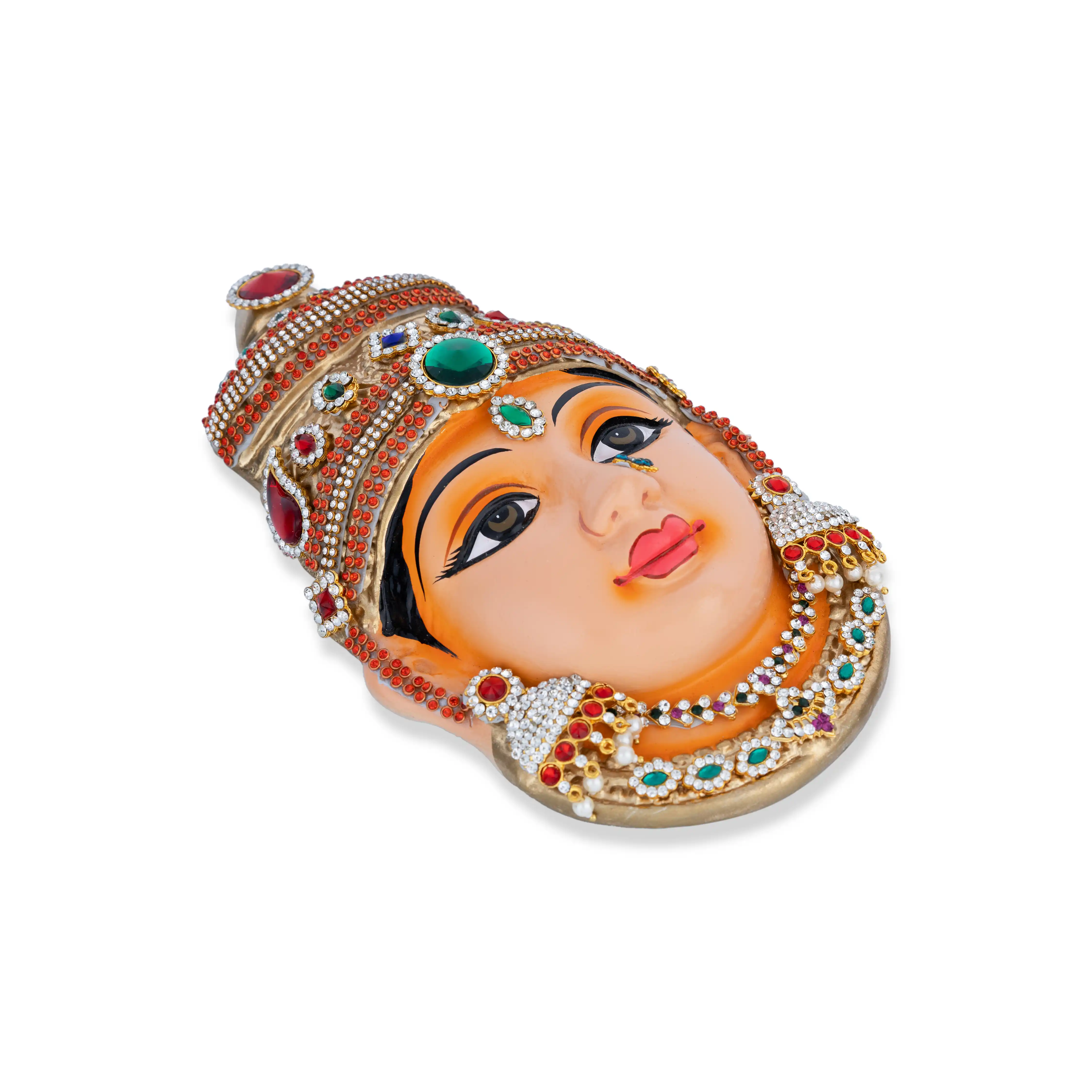 Stone Decorative Amman Face - 9 X 5 Inches | Ammavari Face/ Paper Mache Devi Face For Deity Decor - Image 4