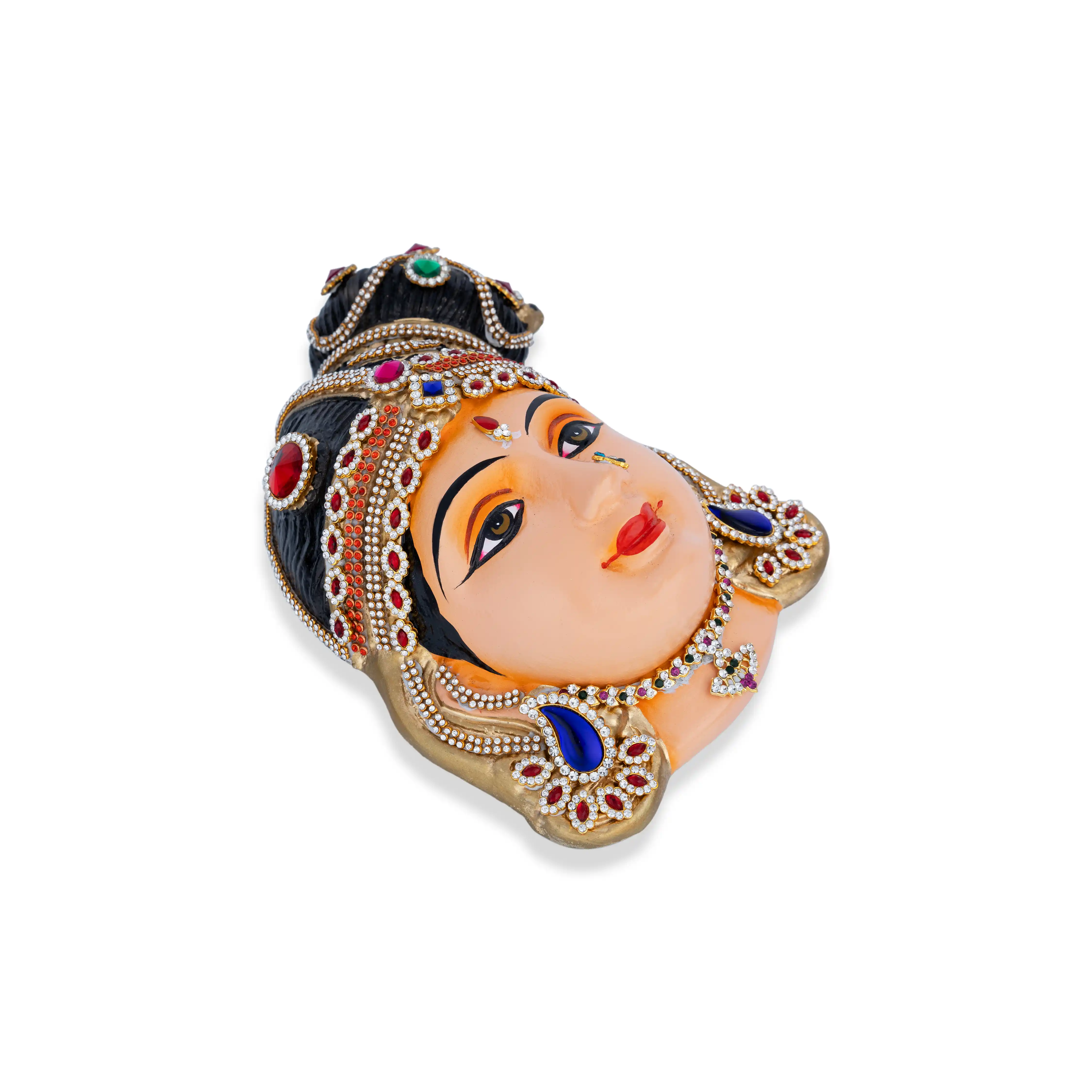 Stone Decorative Andal Face - 8 X 6 Inches | Ammavari Face/ Paper Mache Devi Face for Deity Decor - Image 4