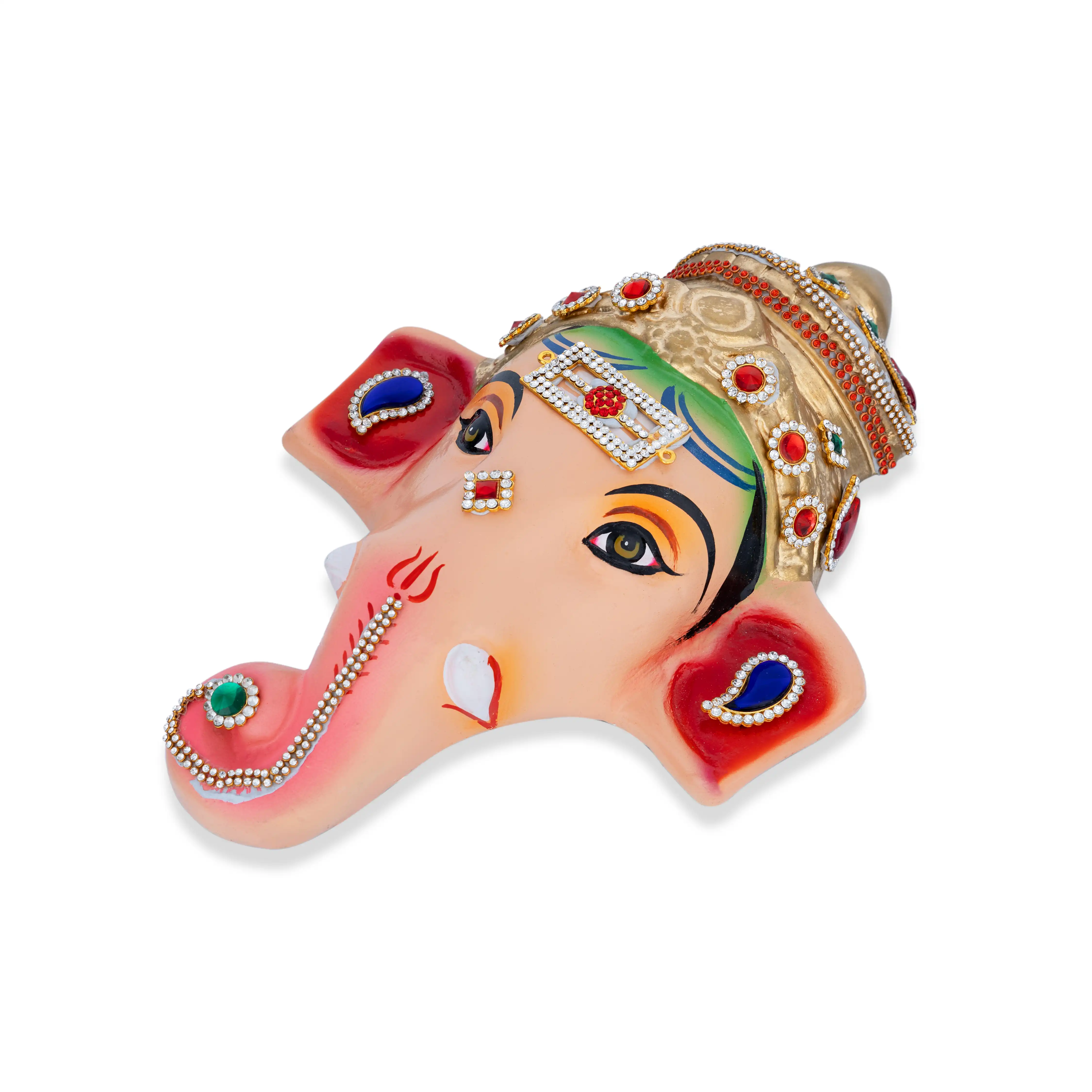 Stone Decorative Ganesha Face - 11 X 7.5 Inches | Ganpati Face/ Paper Mache Decorative Face For Deity - Image 3