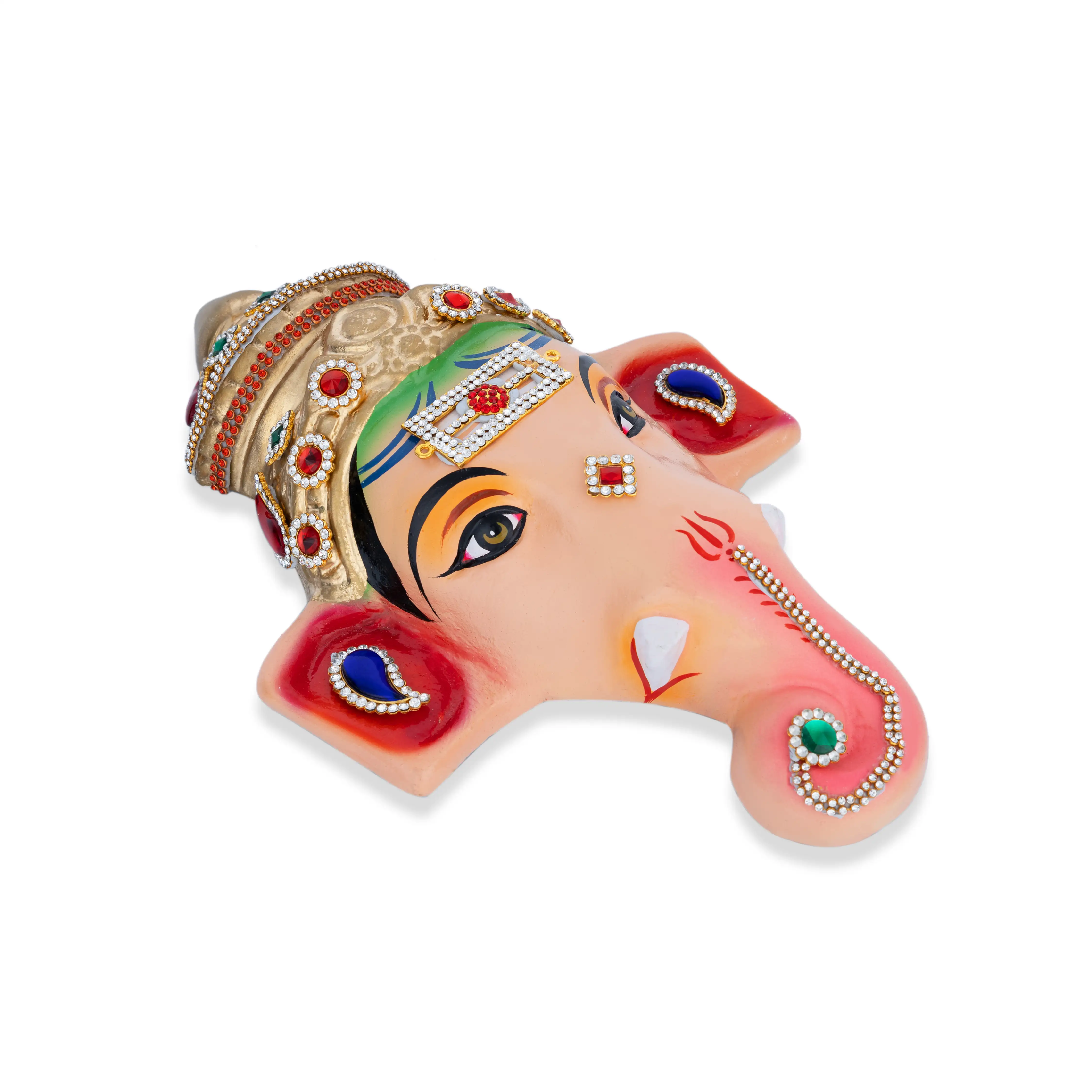 Stone Decorative Ganesha Face - 11 X 7.5 Inches | Ganpati Face/ Paper Mache Decorative Face For Deity - Image 4