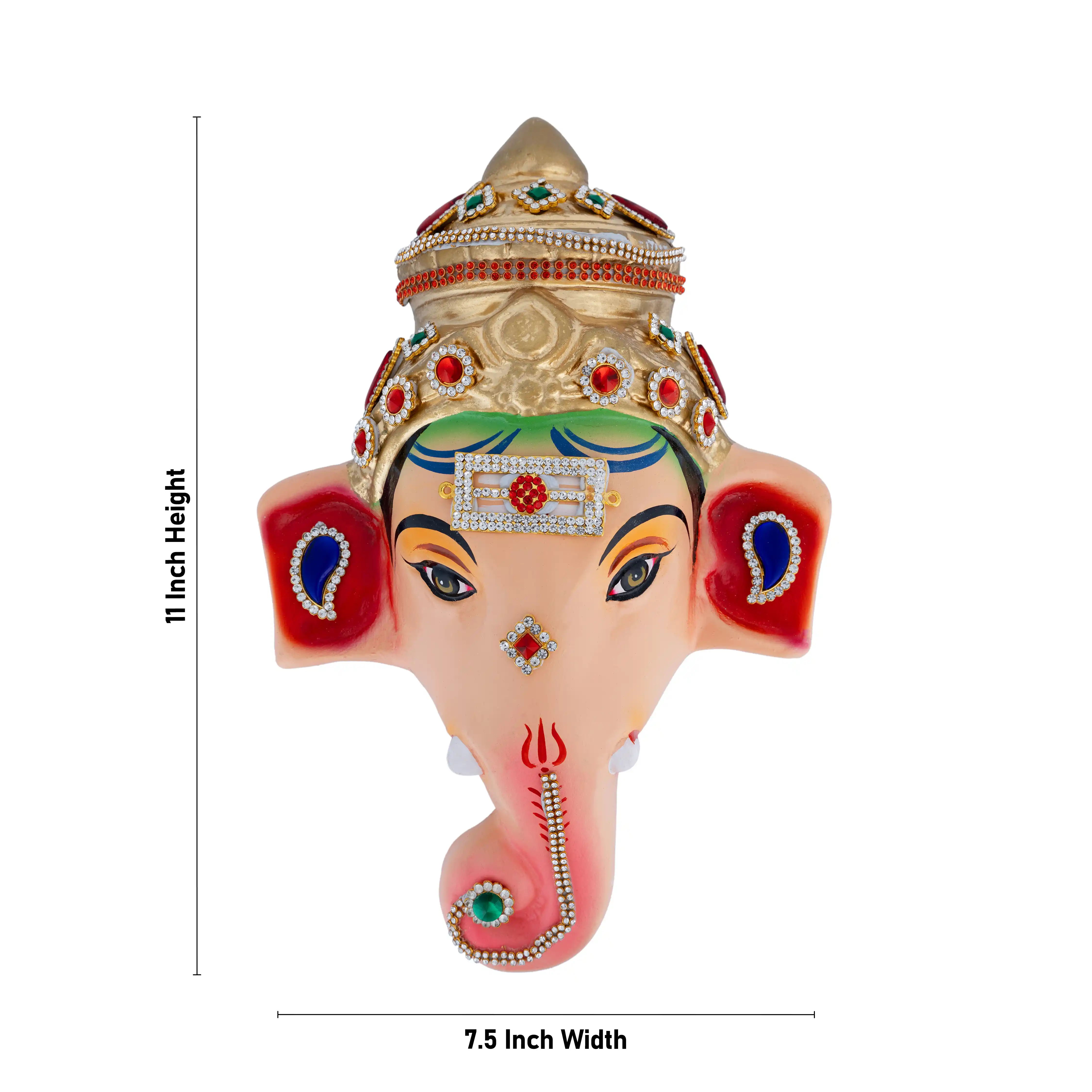 Stone Decorative Ganesha Face - 11 X 7.5 Inches | Ganpati Face/ Paper Mache Decorative Face For Deity - Image 5