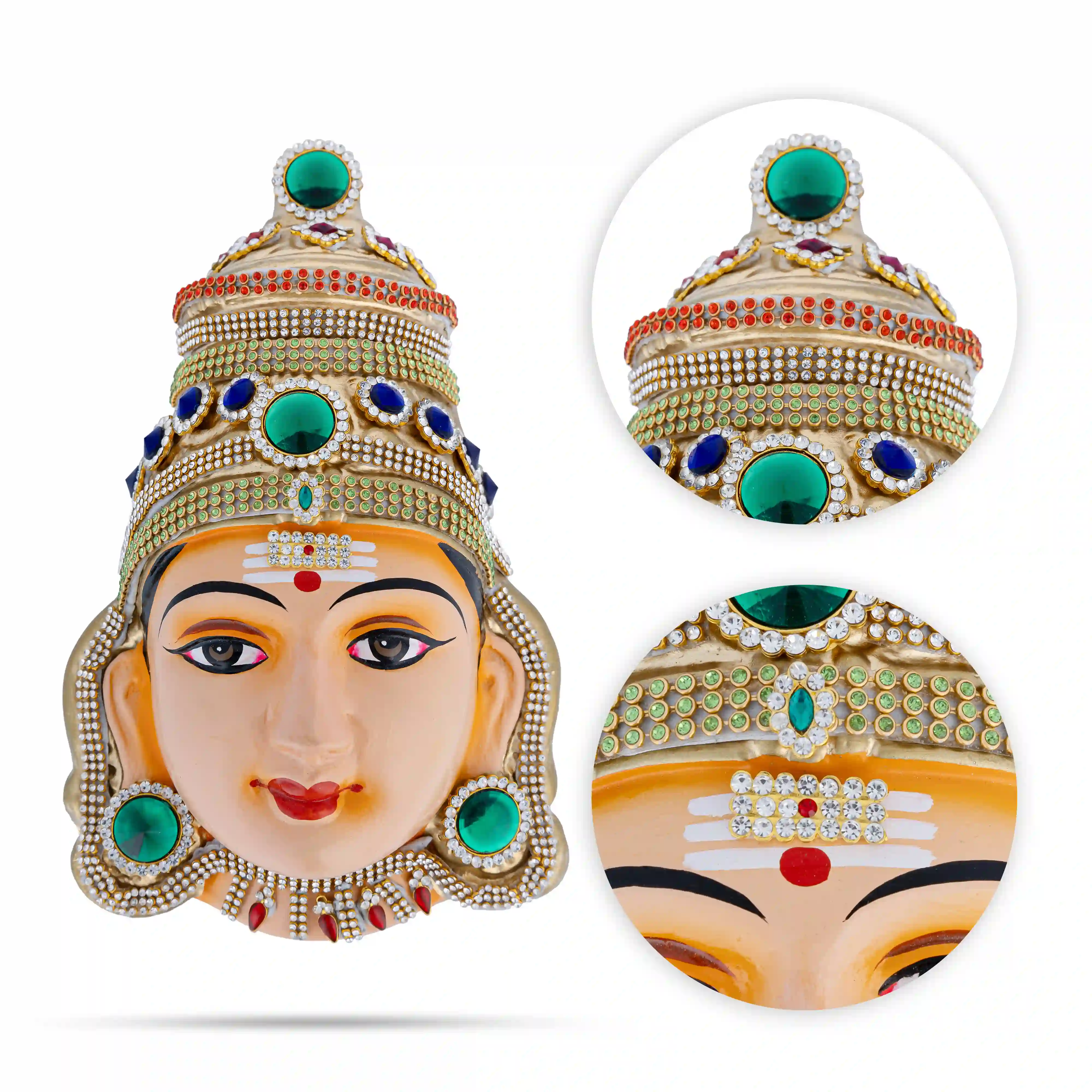 Stone Decorative Murugan Face - 9 X 5 Inches | Paper Mache Decorative Face For Deity - Image 2