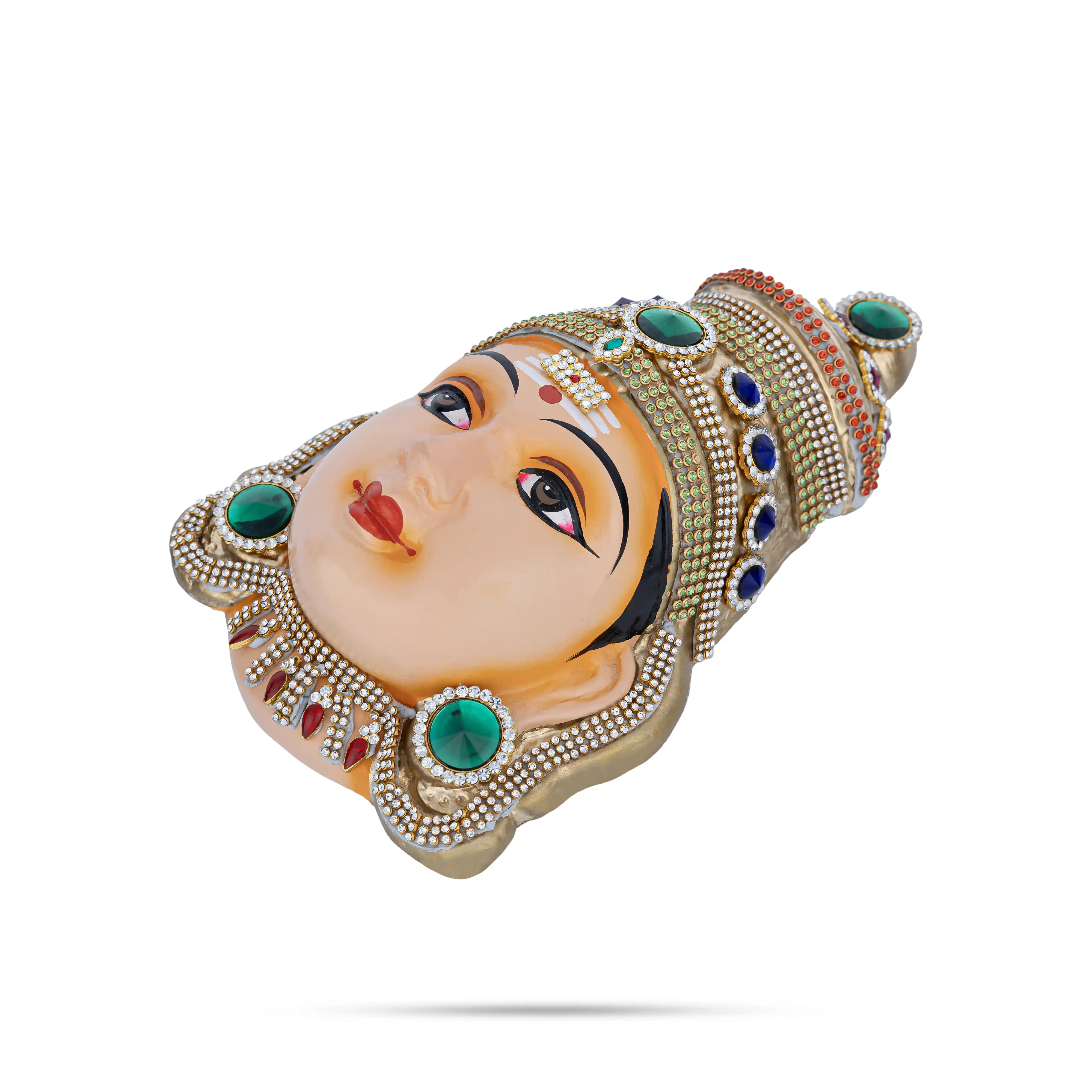 Stone Decorative Murugan Face - 9 X 5 Inches | Paper Mache Decorative Face For Deity - Image 3