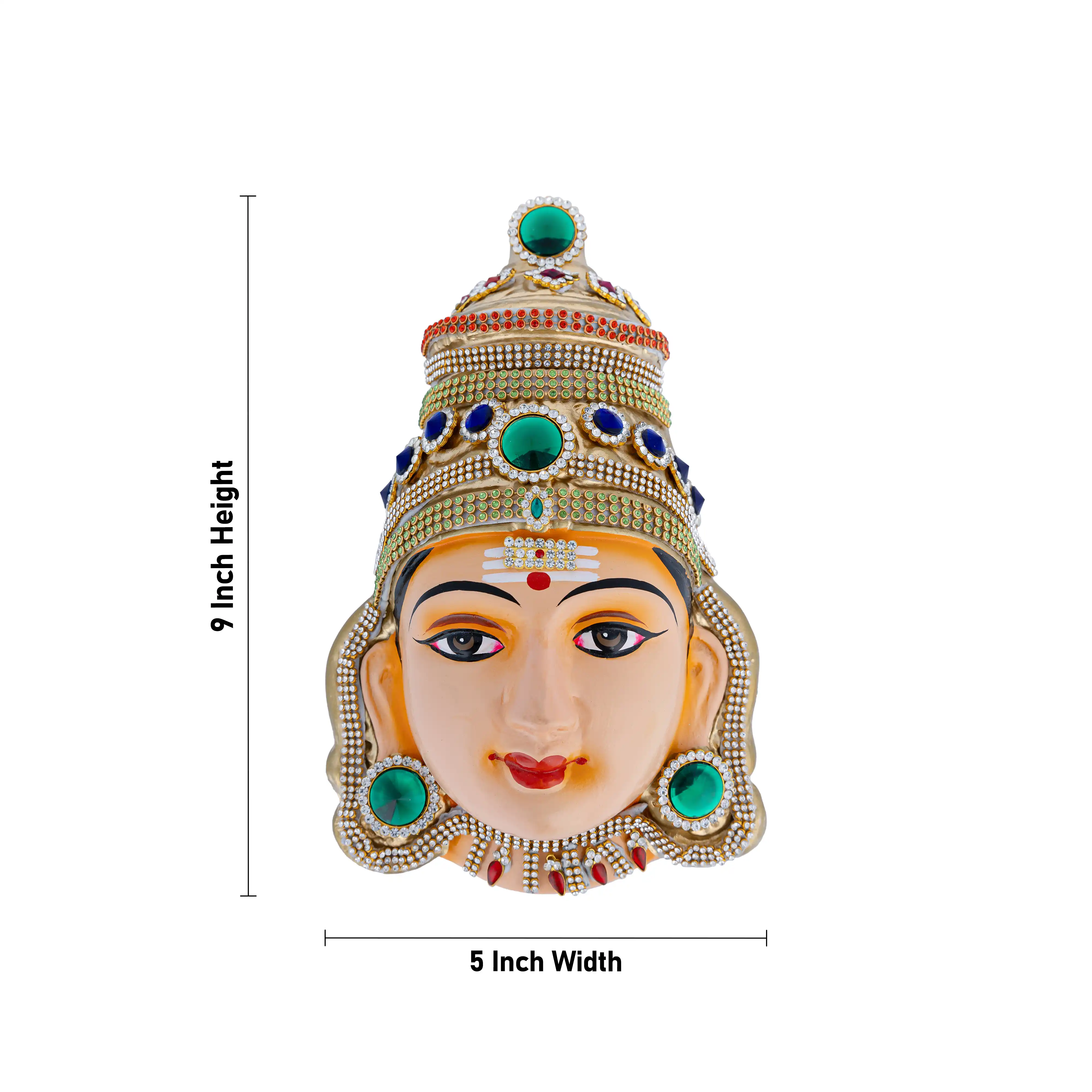 Stone Decorative Murugan Face - 9 X 5 Inches | Paper Mache Decorative Face For Deity - Image 4