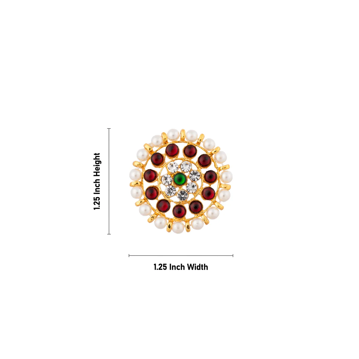 Stone Earring Pair - 1.25 x 1.25 Inches | Multicolour Stone Jewellery/Artificial Jewelry/ Kemp Studs for Women - Image 2