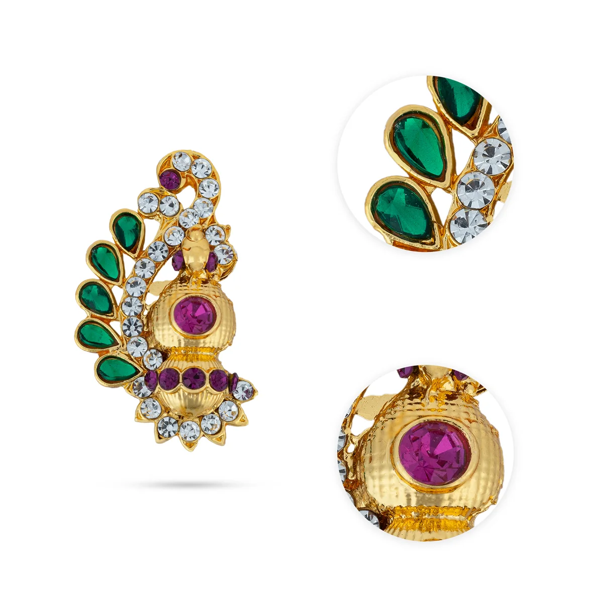 Stone Earring Pair - 1.5 X 0.5 Inches | Stone Studs/ Stone Jewellery/ Stone Earing For Deity Decoration - Image 2