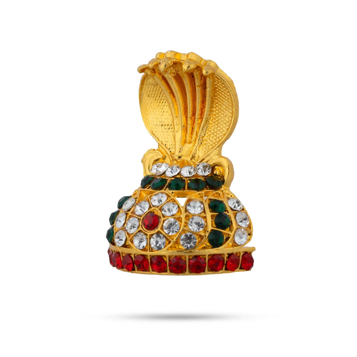 Stone Earring Pair - 1.75 X 1 Inches | Multicolour Stone Ear Studs/ Nag Design Karna Pathakam For Deity - Image 2