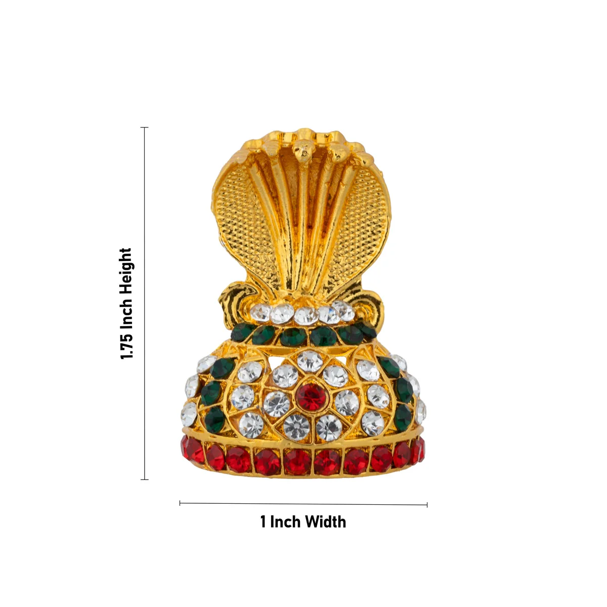 Stone Earring Pair - 1.75 X 1 Inches | Multicolour Stone Ear Studs/ Nag Design Karna Pathakam For Deity - Image 3