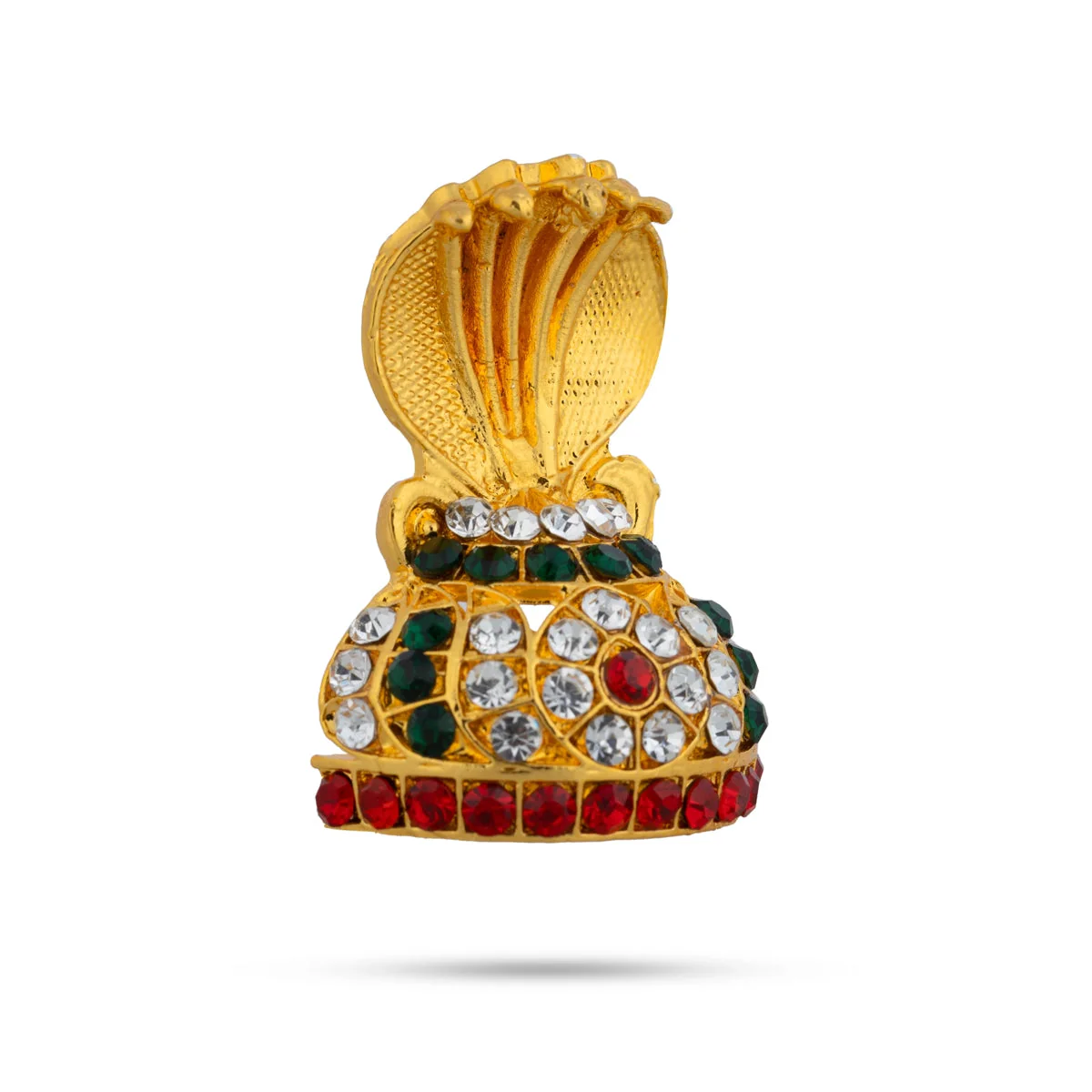 Stone Earring Pair - 1.75 X 1 Inches | Multicolour Stone Ear Studs/ Nag Design Karna Pathakam For Deity - Image 4