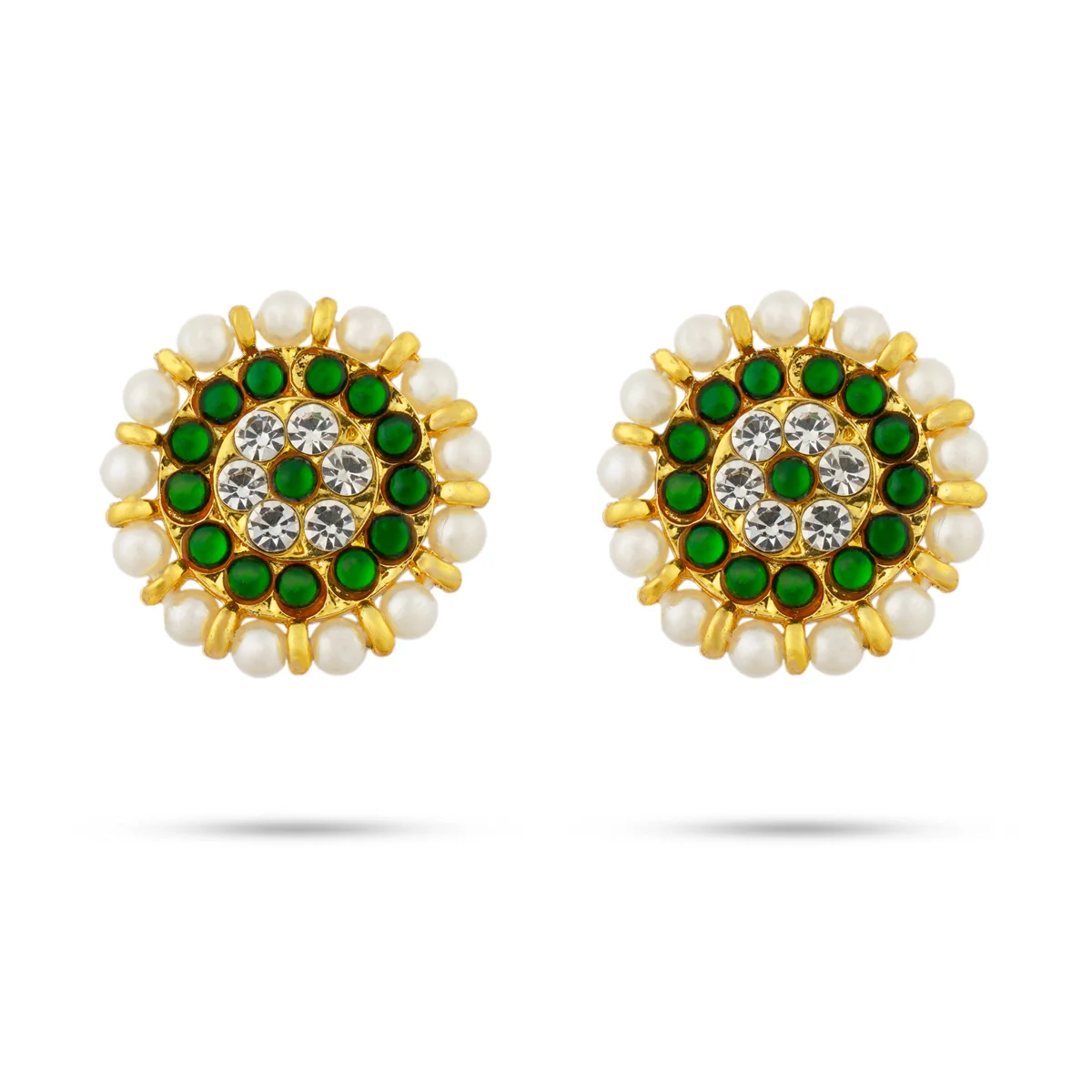 Stone Earring Pair - 1 x 1 Inch | Stone Jewellery/ Artificial Jewelry/ Kemp Studs for Women - Image 2