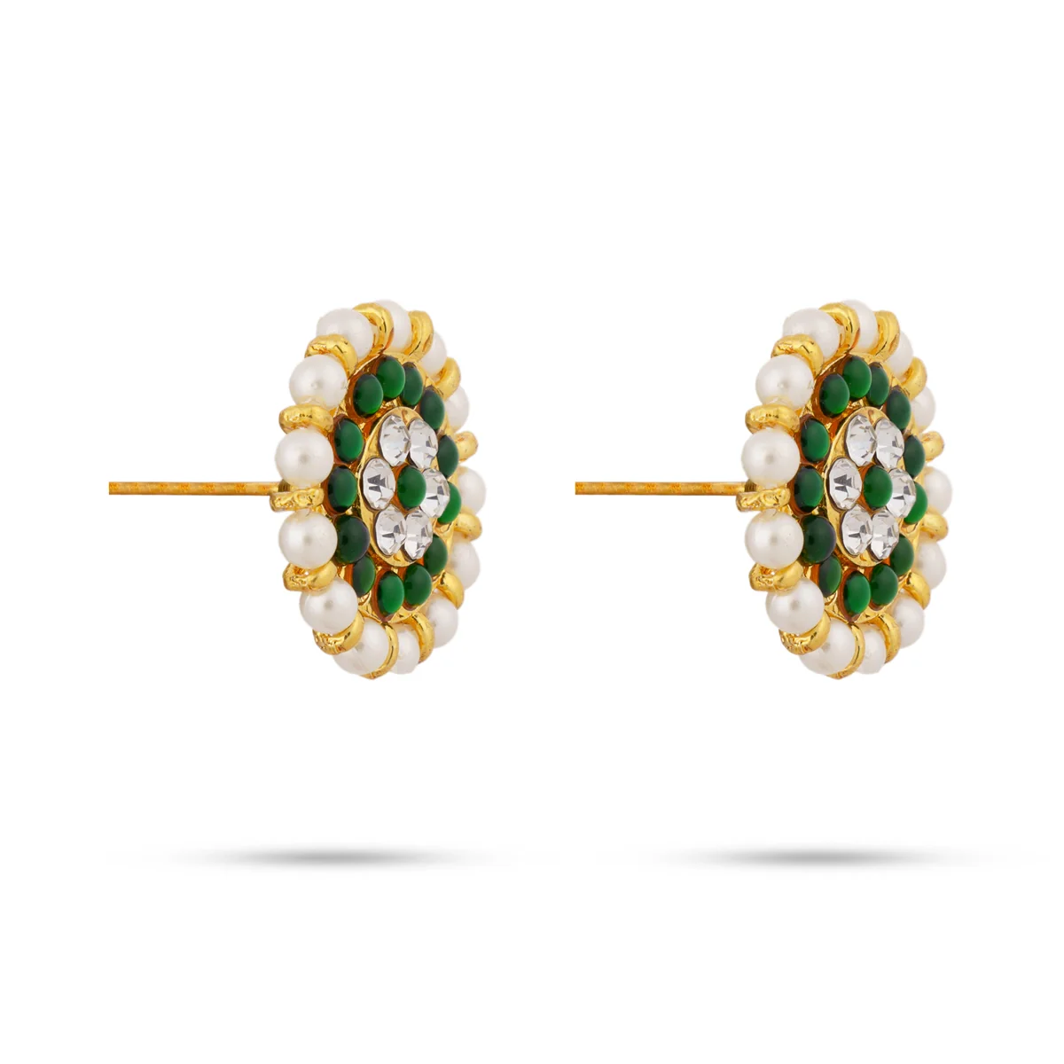 Stone Earring Pair - 1 x 1 Inch | Stone Jewellery/ Artificial Jewelry/ Kemp Studs for Women - Image 3