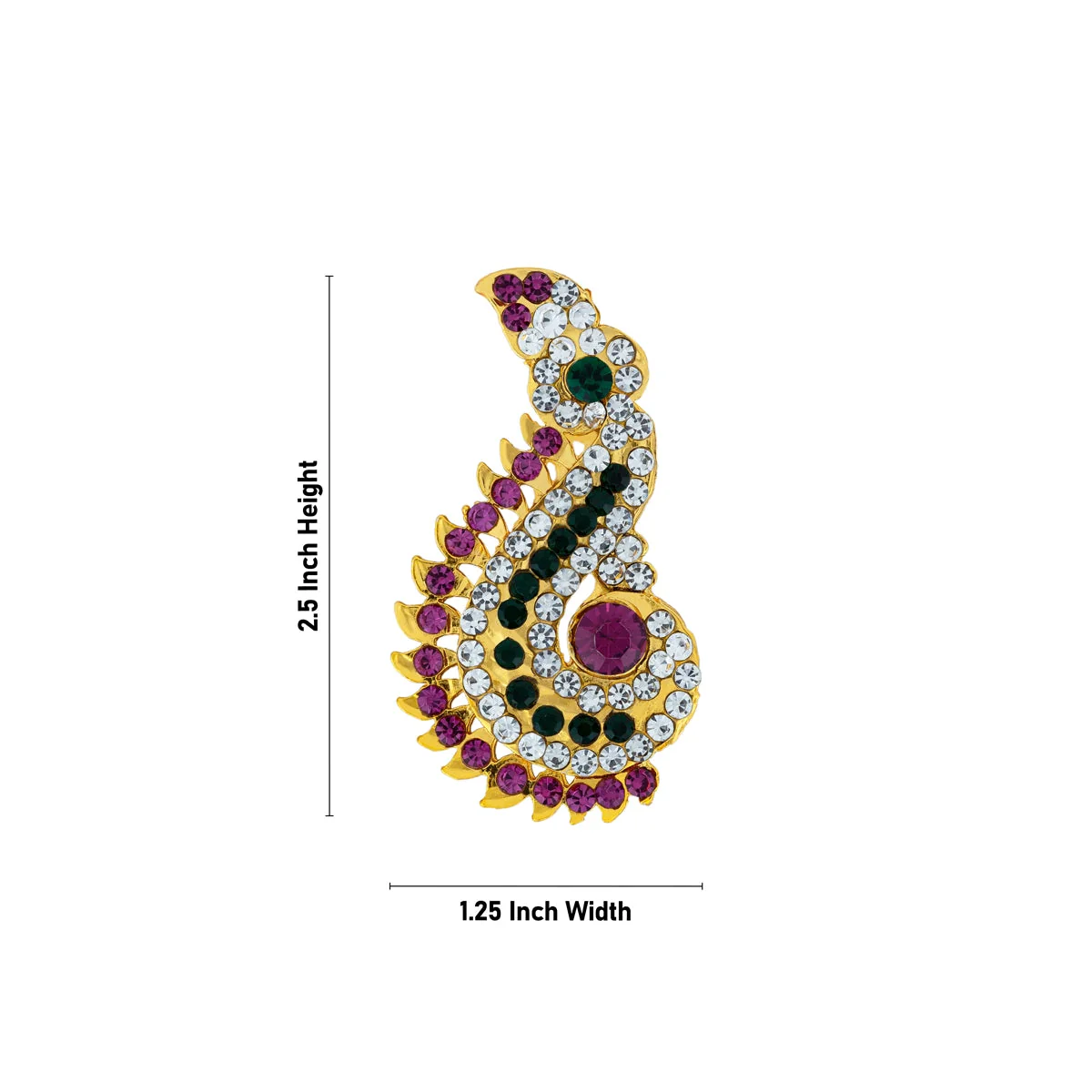 Stone Earring Pair - 2.5 x 1.25 Inches | Multicolour Stone Studs/ Karna Pathakam/ Stone Jewelry for Deity - Image 3