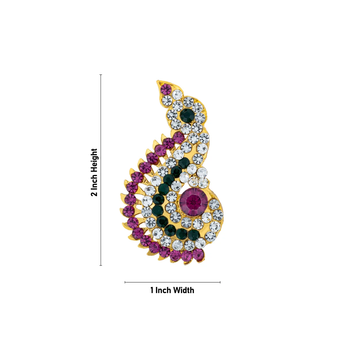 Stone Earring Pair - 2 x 1 Inches | Multicolour Stone Studs/ Karna Pathakam/ Stone Jewelry for Deity - Image 2