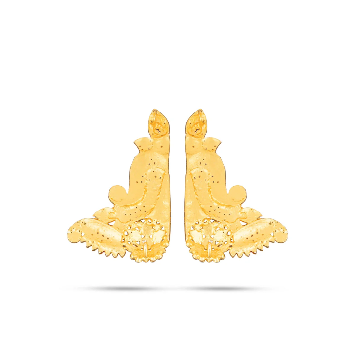 Stone Earring Pair - 3 X 2 Inches | Multicolour Stone Karna Pathakam/ Studs Earring For Deity Decor - Image 4