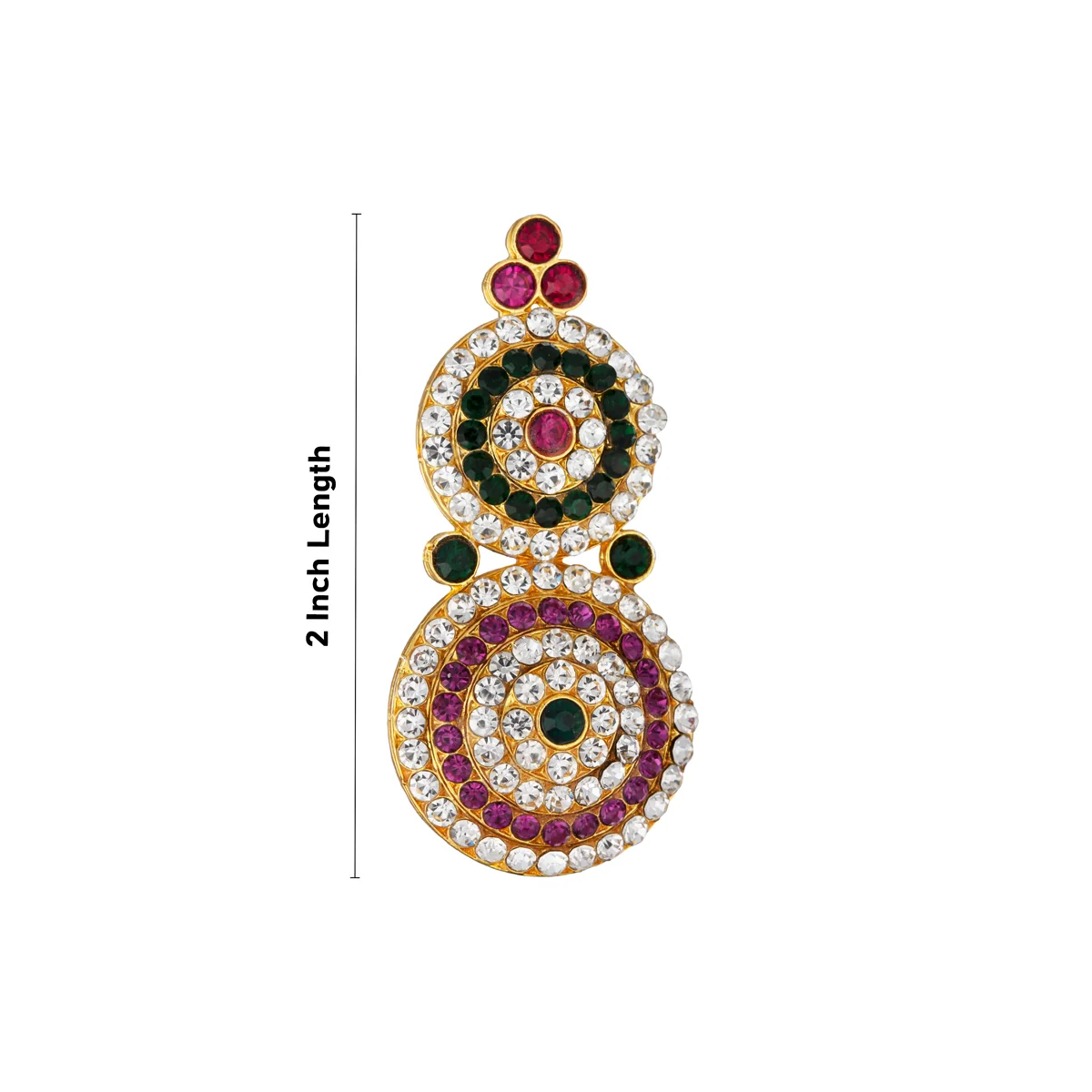 Stone Earring Set - 2 Inches | Stud Earring/ Karnapathakkam/ Multicolour Stone Jewellery for Deity - Image 3