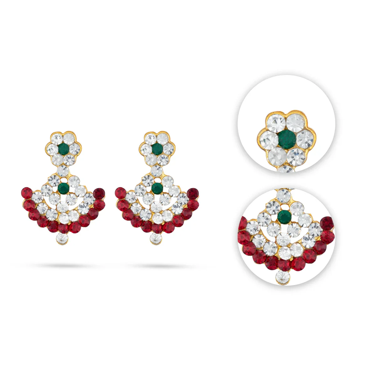 Stone Earring & Stone Vibuthi Pattai Set | 3 Pcs/ Stone Earing & Stone Thiruneeru Pattai for Deity - Image 3