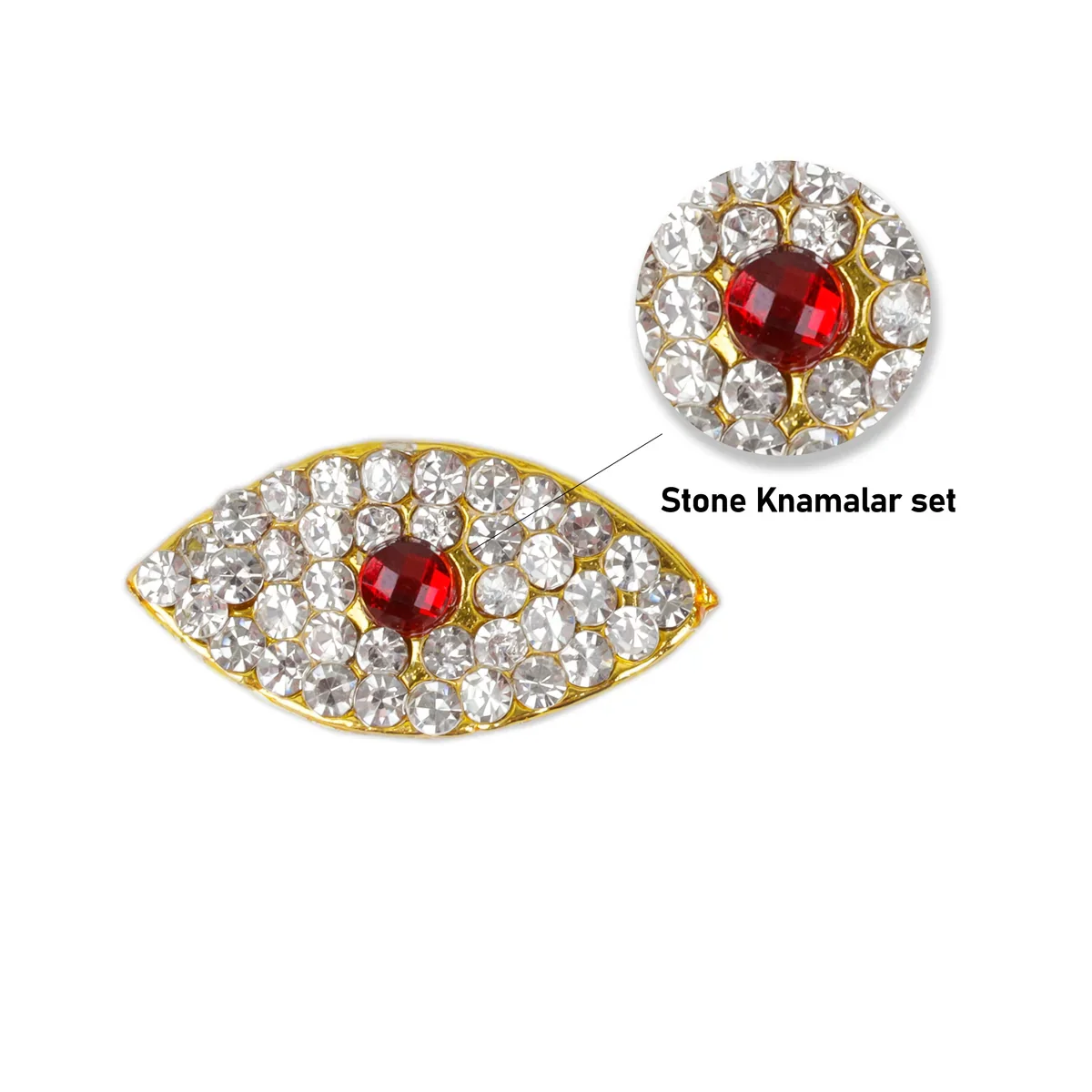 Stone Eye Set - 0.5 x 1 Inch | Amman Kanmalar/ Stone Kanmalar for Deity - Image 2