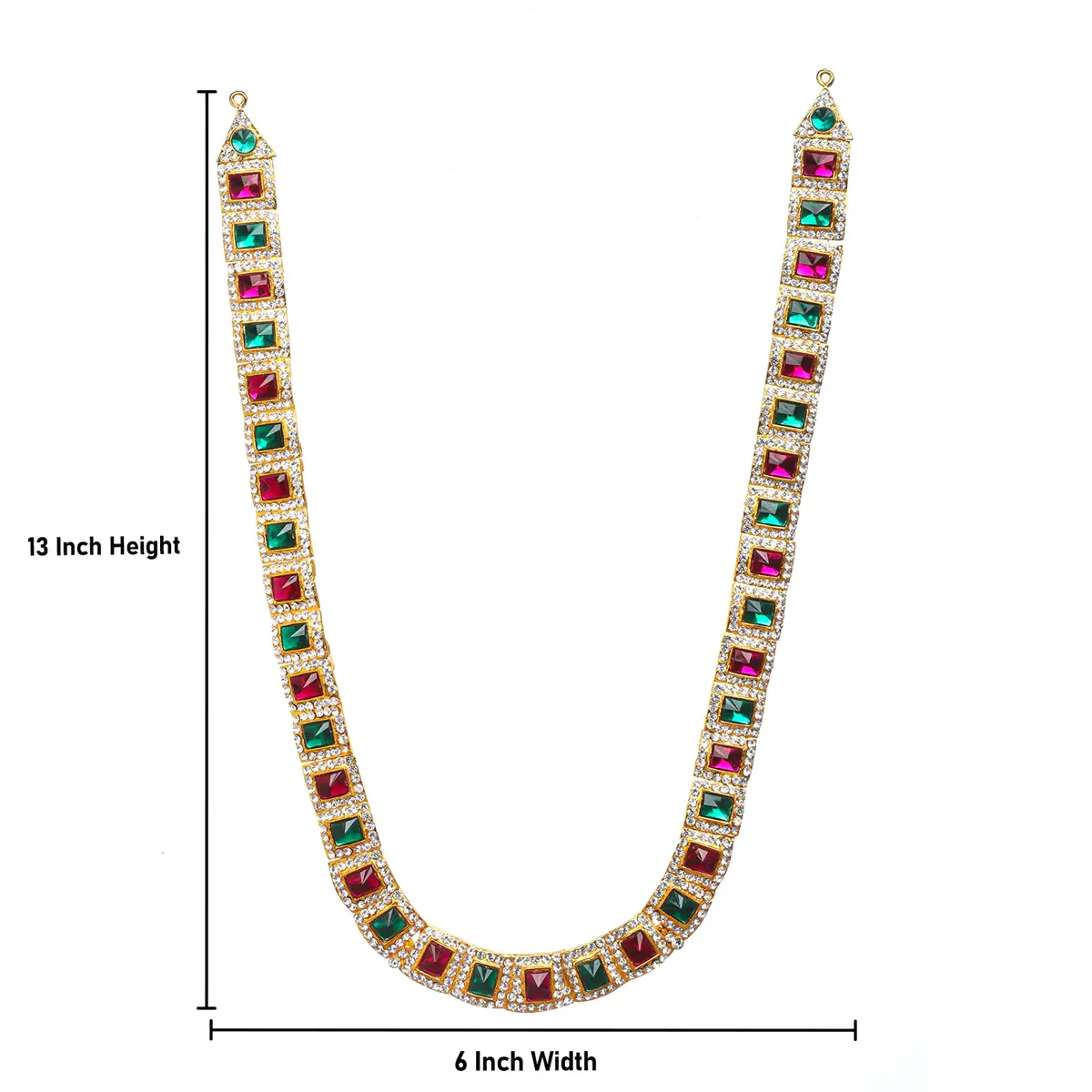 Stone Haram - 13 X 6 Inches | Stone Jewelry/ Multicolour Stone Necklace/ Artificial Jewellery For Deity Decor - Image 4