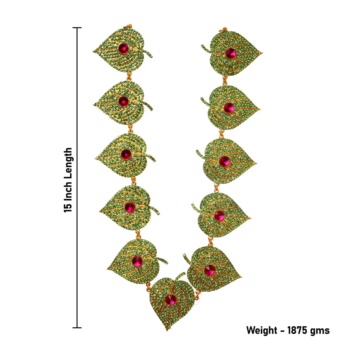Stone Haram - 15 Inches | Multi Colour Stone Jewellery/ Long Necklace for Deity - Image 3