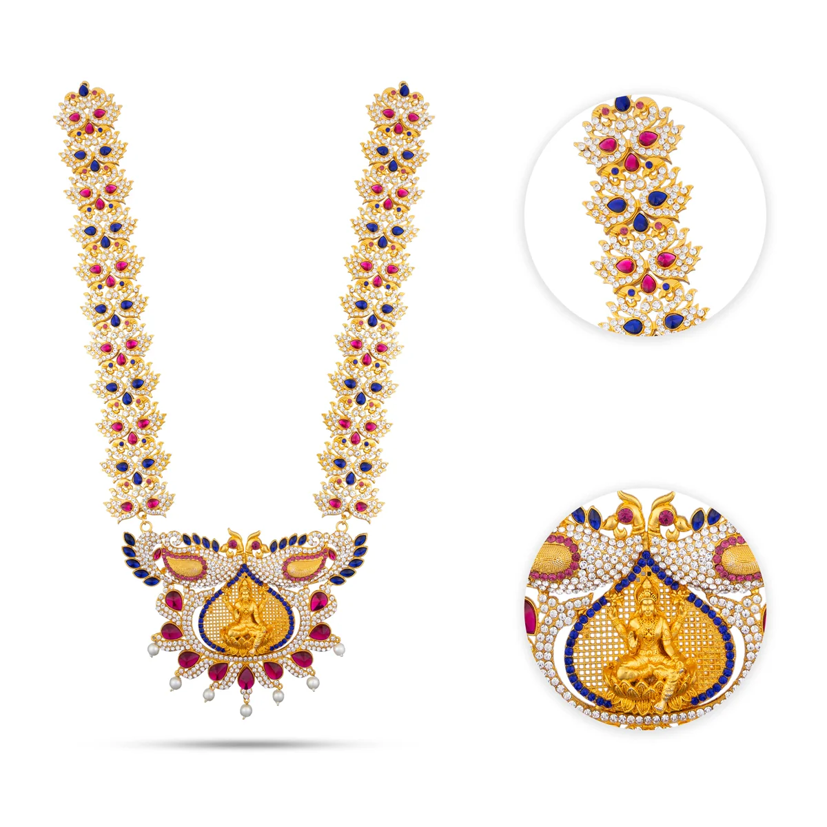 Stone Haram - 16 X 3.5 Inches | Artificial Jewellery/ Multicolour Stone Jewelry For Deity Decoration - Image 3