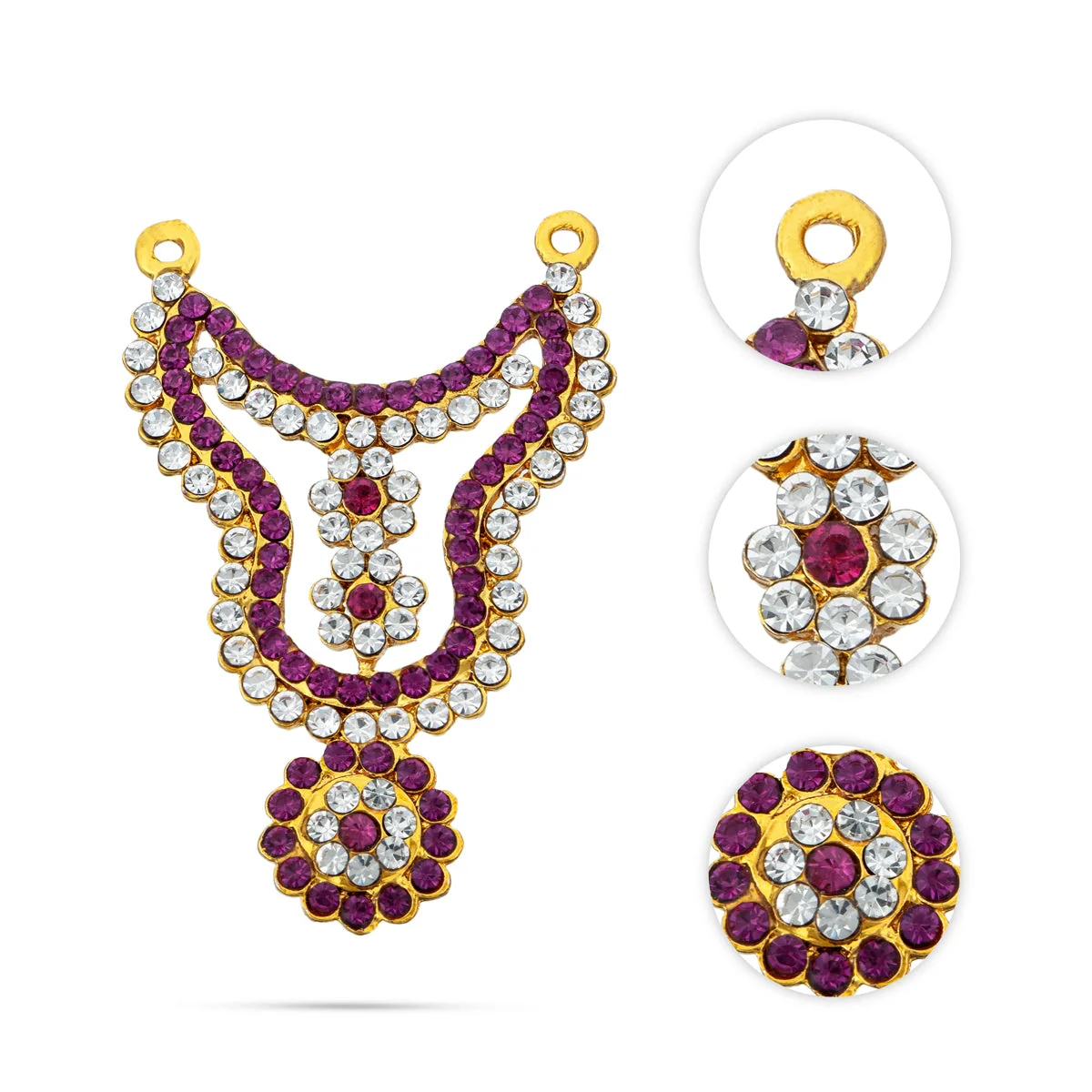 Stone Haram - 2.25 Inches | Stone Jewellery/ 2 Line Stone Necklace/ Artificial Jewelry For Deity Decor - Image 2