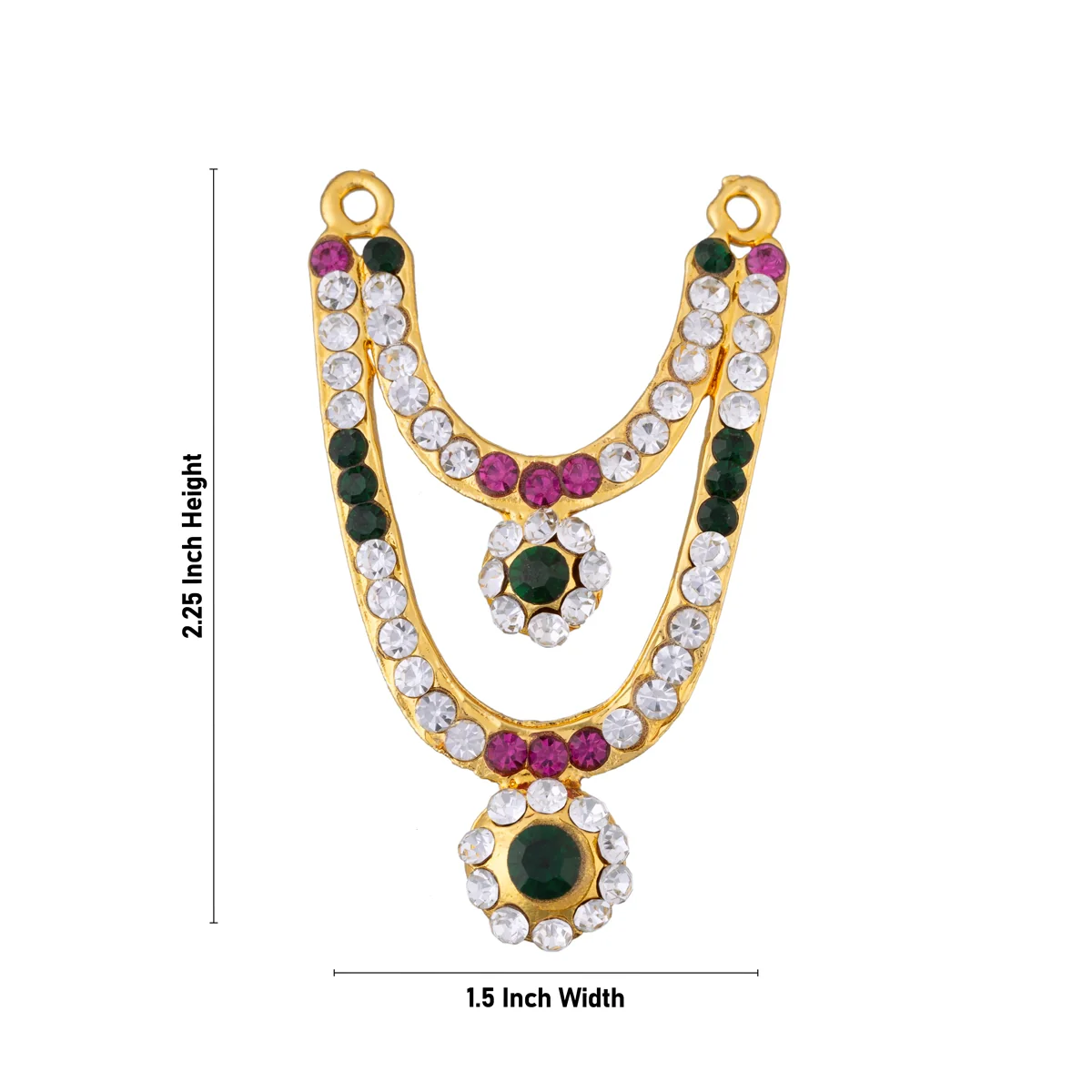Stone Haram- 2.25 X 1.5 Inches | 2 Line Stone Necklace/Artificial Jewelry/Multicolour Stone Jewellery For Deity - Image 3
