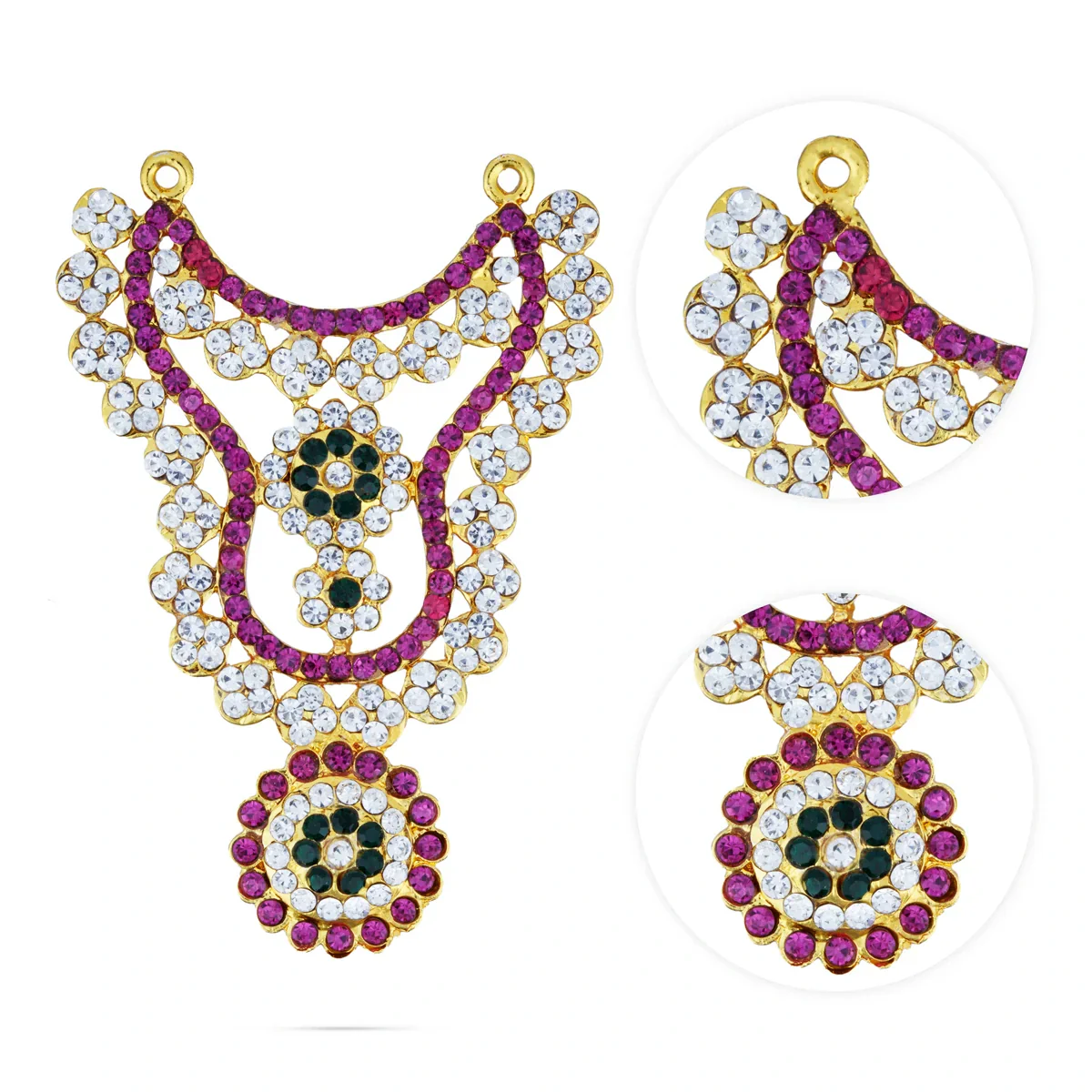 Stone Haram - 3 Inches | Multicolour Stone Jewellery/ Kabai Necklace for Deity - Image 2