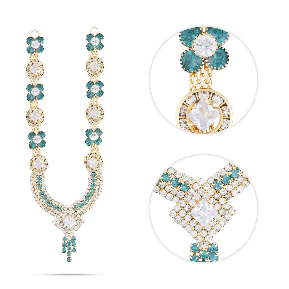 Stone Haram - 5 Inches | Artificial Jewelry/ Stone Necklace/ Stone Jewellery for Deity Decor/ Assorted Colour - Image 2