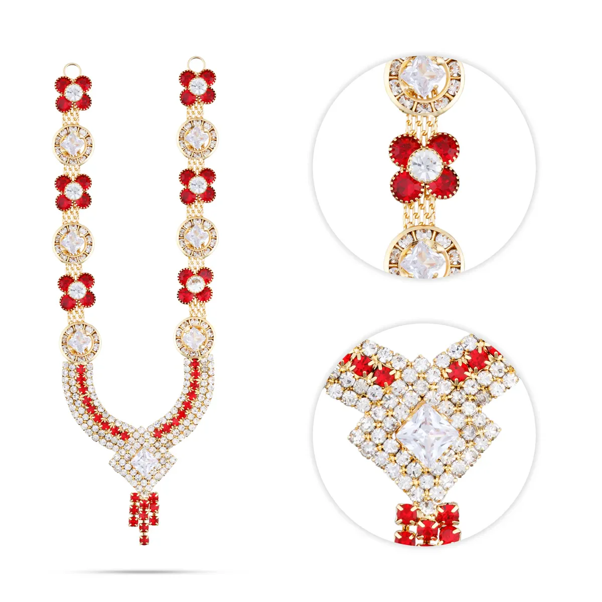 Stone Haram - 5 Inches | Artificial Jewelry/ Stone Necklace/ Stone Jewellery for Deity Decor/ Assorted Colour - Image 8