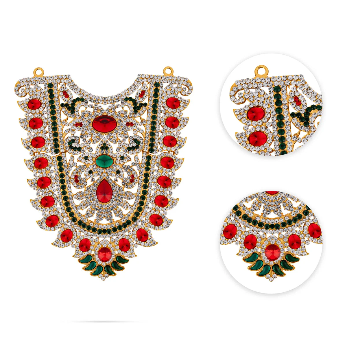 Stone Haram- 6.5 X 5.25 Inches | Artificial Jewellery/Multicolour Stone Necklace/ Stone Jewelry For Deity Decor - Image 2