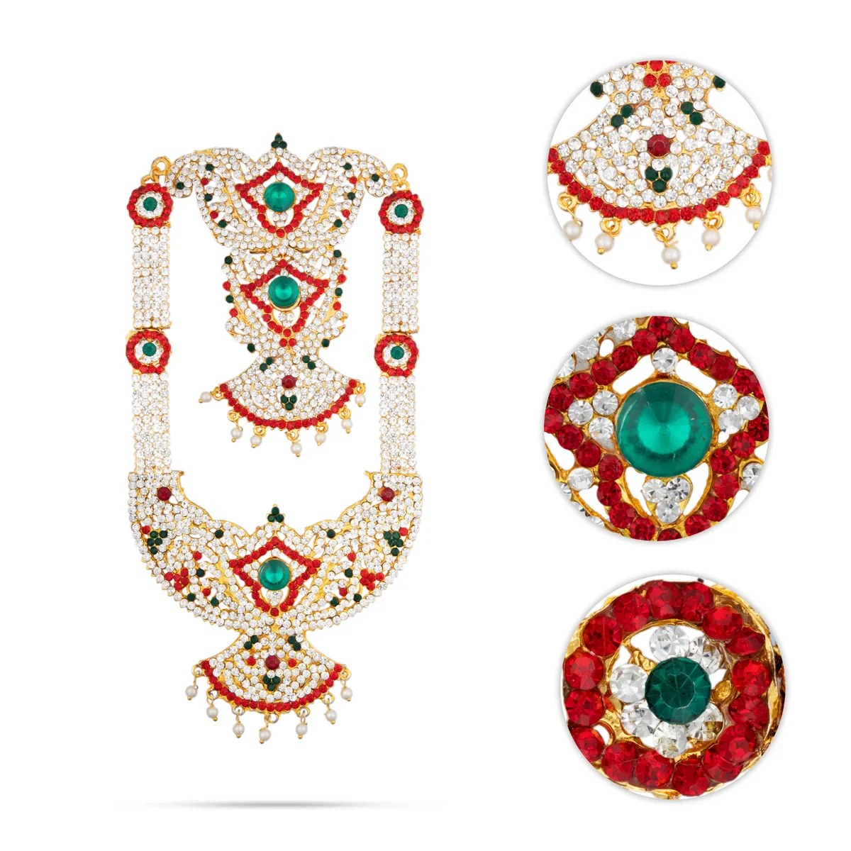 Stone Haram - 8 Inches | Multicolour Stone Jewellery/ Jewellery for Deity/ 130 Gms - Image 2