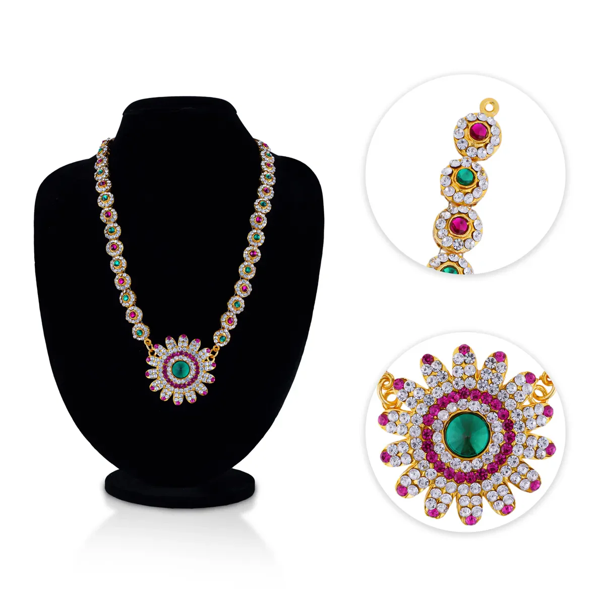 Stone Haram - 9 Inches | Artificial Jewelry/ Multicolour Stone Jewellery For Deity Decor - Image 2