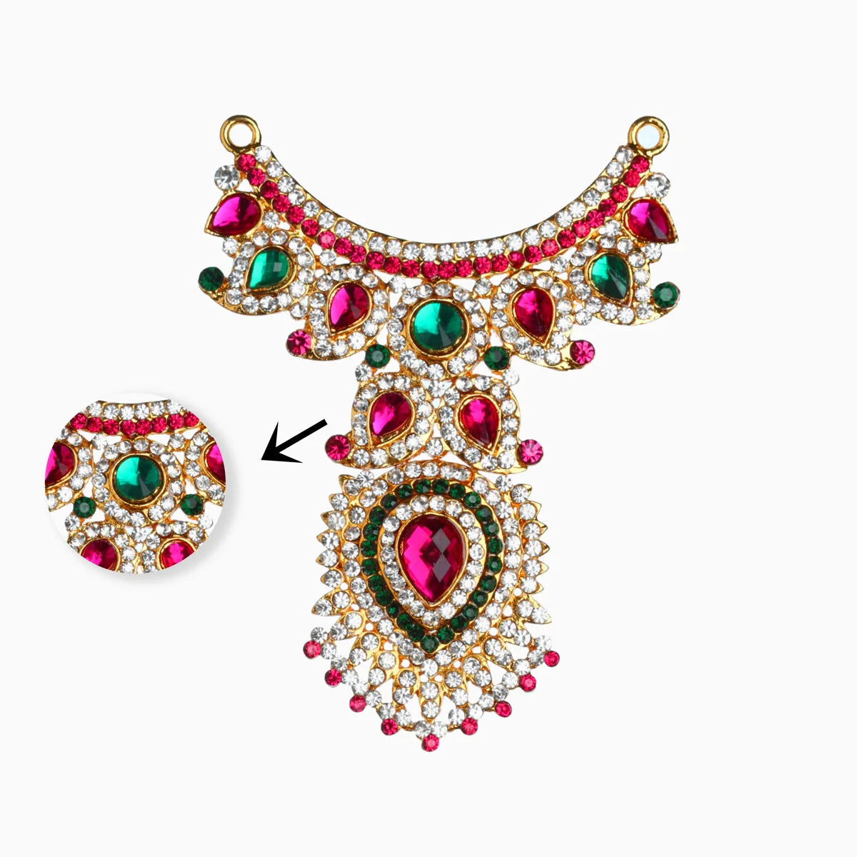 Stone Haram And Necklace Pair - 8 X 5 Inches | Multicolour Stone Jewelry/ Artificial Jewellery For Deity Decor - Image 5