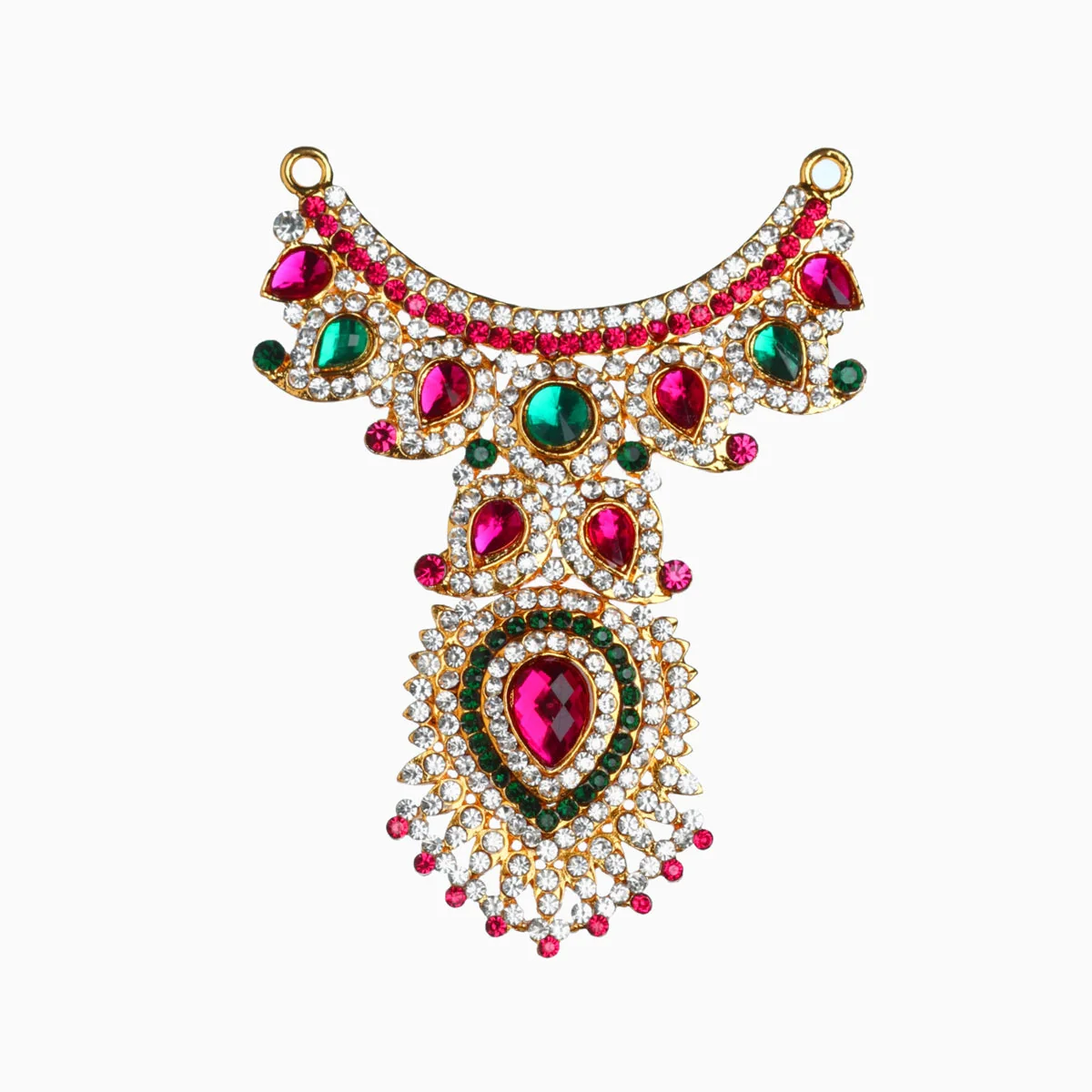 Stone Haram And Necklace Pair - 8 X 5 Inches | Multicolour Stone Jewelry/ Artificial Jewellery For Deity Decor - Image 6