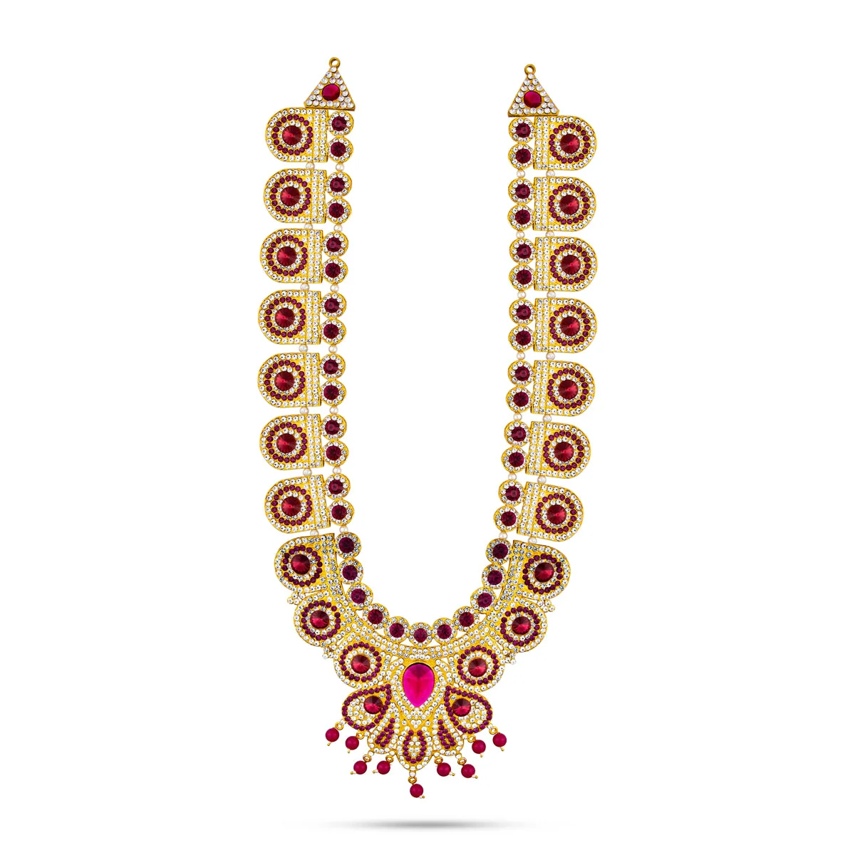 Stone Haram Stone Necklace Pair - 16 x 10 Inches | 2 Pcs/ Artificial Jewelry/ Stone Jewellery for Deity - Image 2