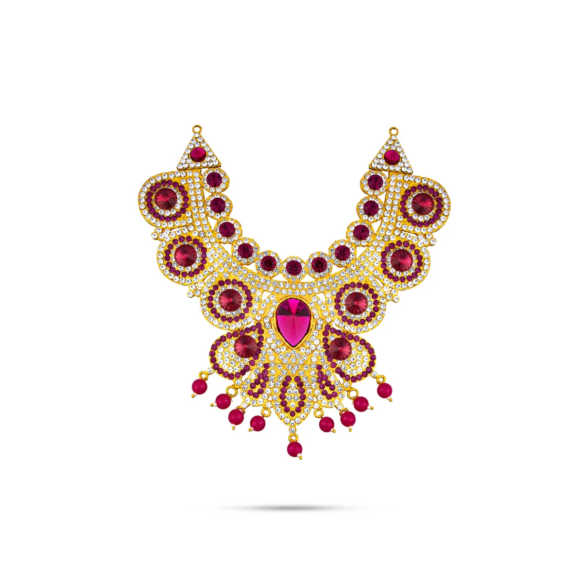 Stone Haram Stone Necklace Pair - 16 x 10 Inches | 2 Pcs/ Artificial Jewelry/ Stone Jewellery for Deity - Image 3