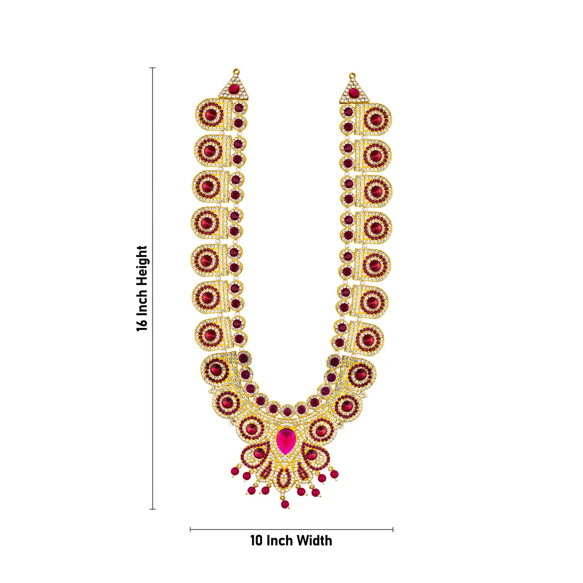 Stone Haram Stone Necklace Pair - 16 x 10 Inches | 2 Pcs/ Artificial Jewelry/ Stone Jewellery for Deity - Image 4