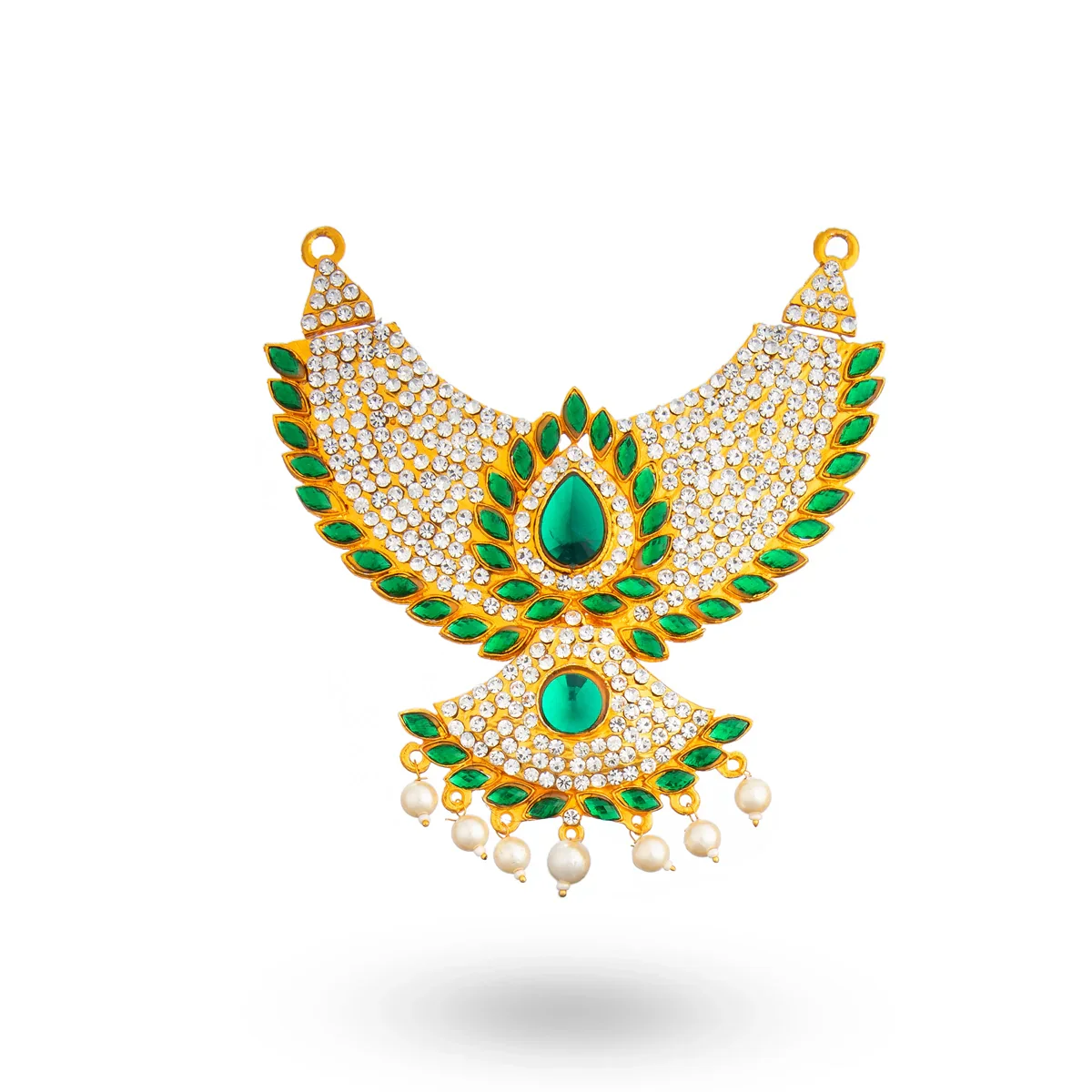 Stone Haram & Stone Necklace Set - 13 Inches | Multi Colour Stone Jewellery/ Jewelry for Deity - Image 4