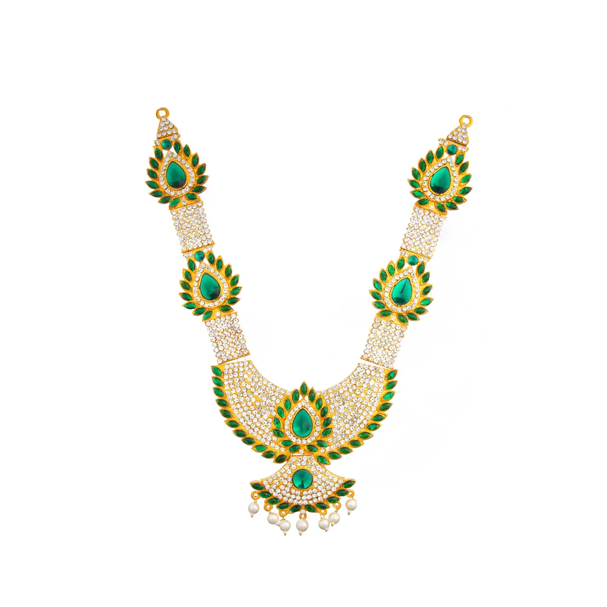 Stone Haram & Stone Necklace Set - 13 Inches | Multi Colour Stone Jewellery/ Jewelry for Deity - Image 5