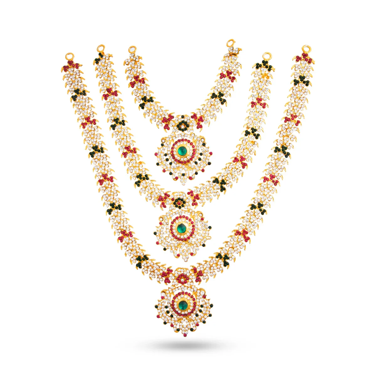 Stone Haram & Stone Necklace Set - 14 Inches | Stone Jewellery for Deity - Image 10