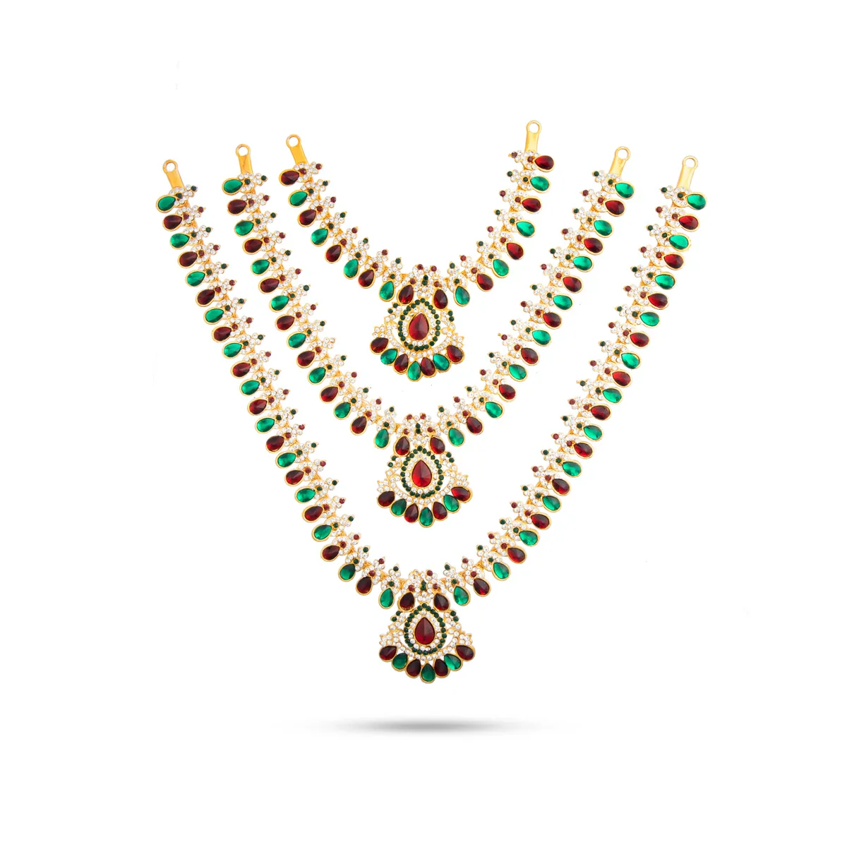 Stone Haram & Stone Necklace Set - 14 Inches | Stone Jewellery for Deity - Image 2